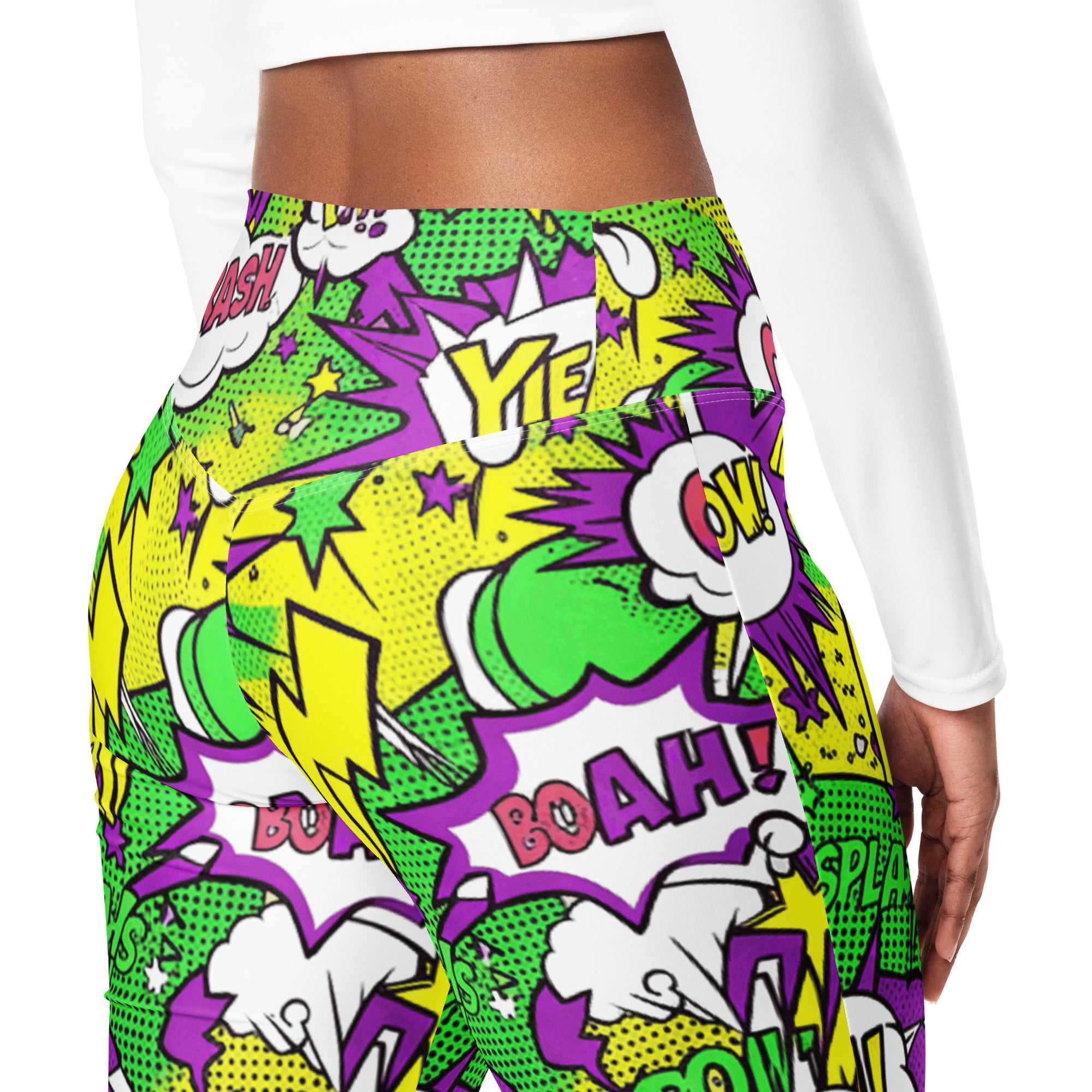 Comic Pop Toxic Green Flare Leggings | GearBunch