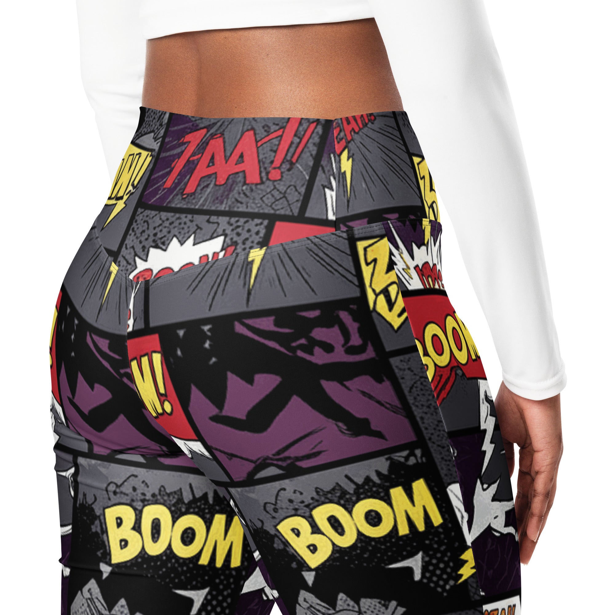 Comic Strip Dark Knight Flare Leggings | GearBunch