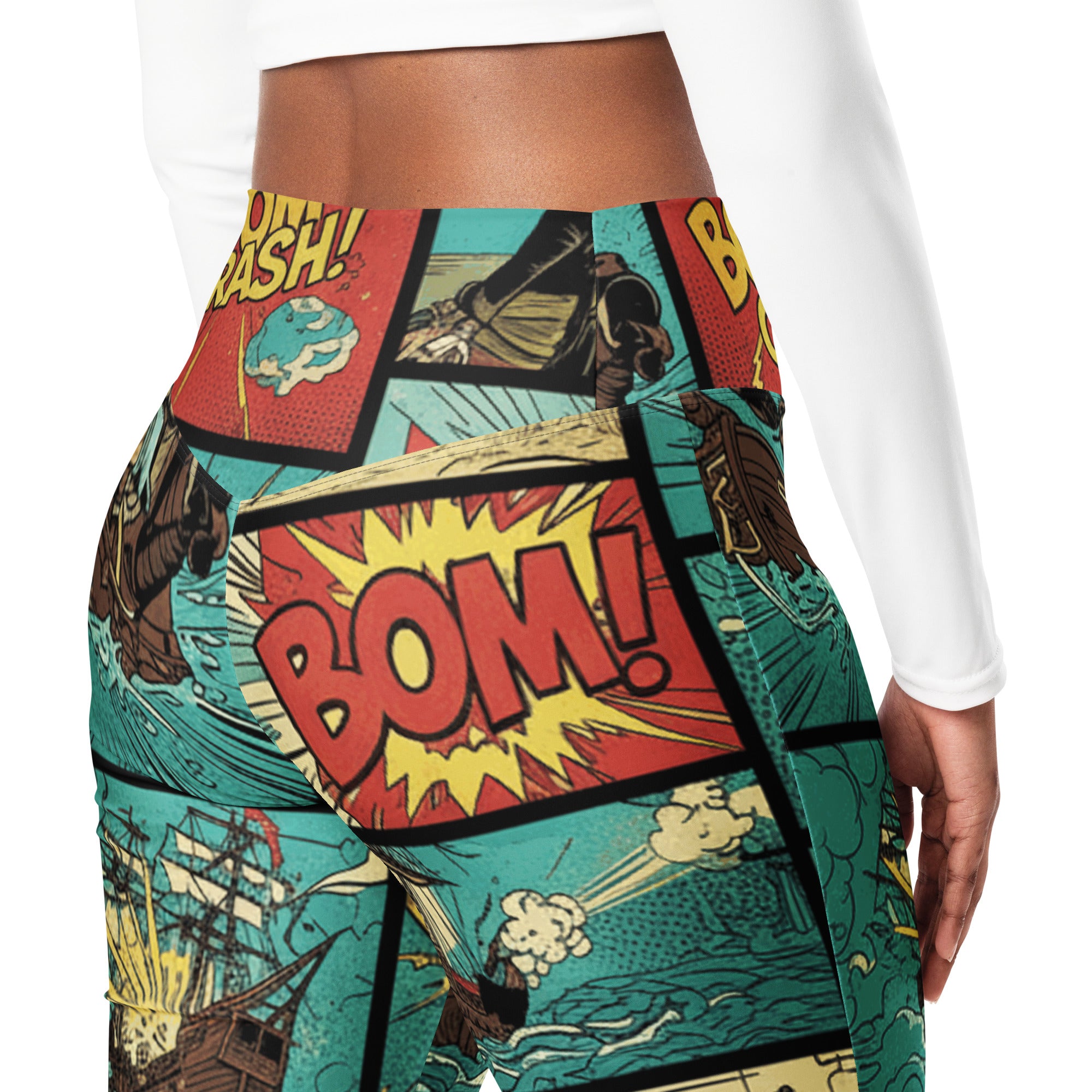 Comic Strip Pirate Adventure Flare Leggings | GearBunch