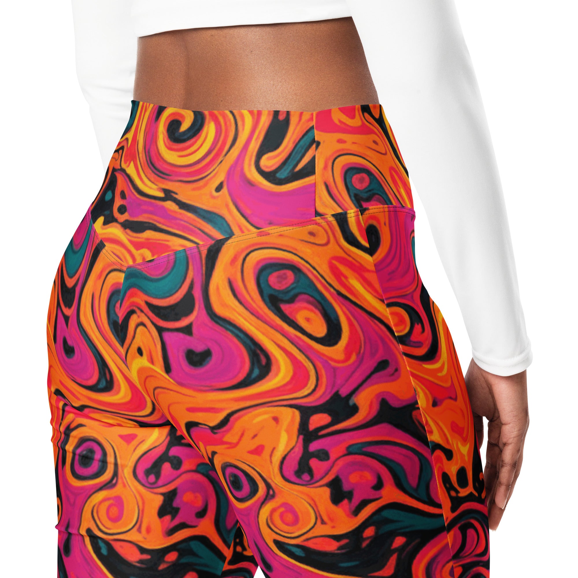 Liquid Marble Fire Opal Flare Leggings | GearBunch