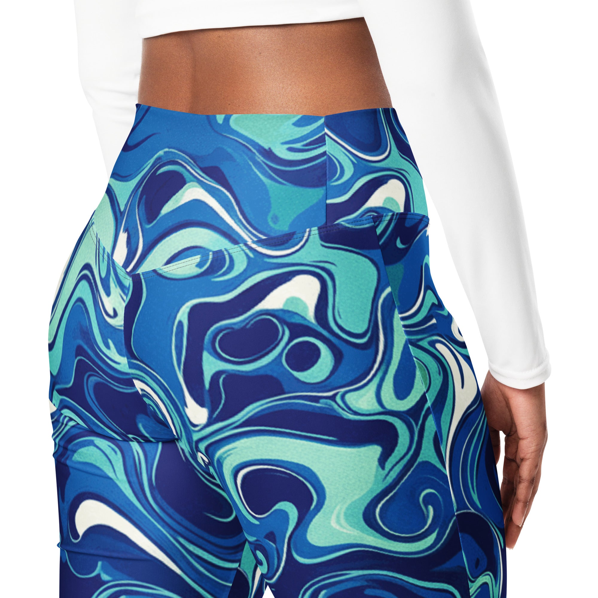 Liquid Marble Ocean Current Flare Leggings | GearBunch