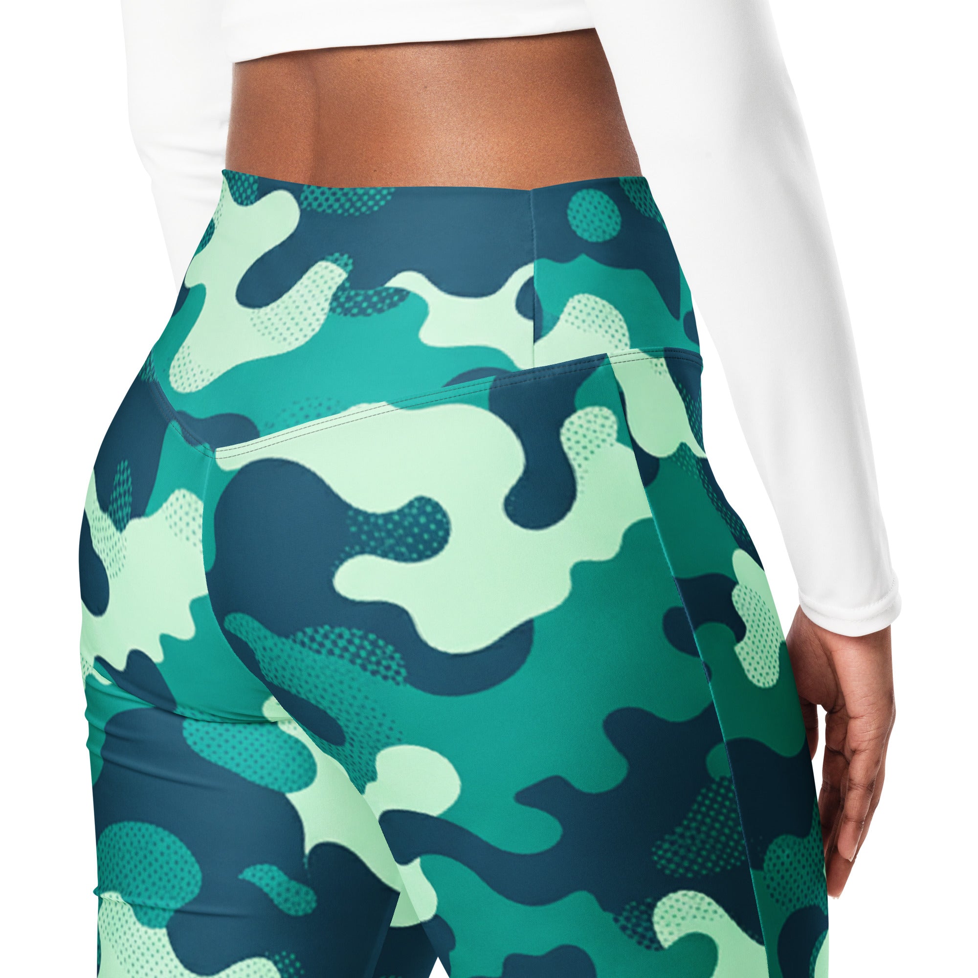 Ocean Teal Camo Flare Leggings | GearBunch