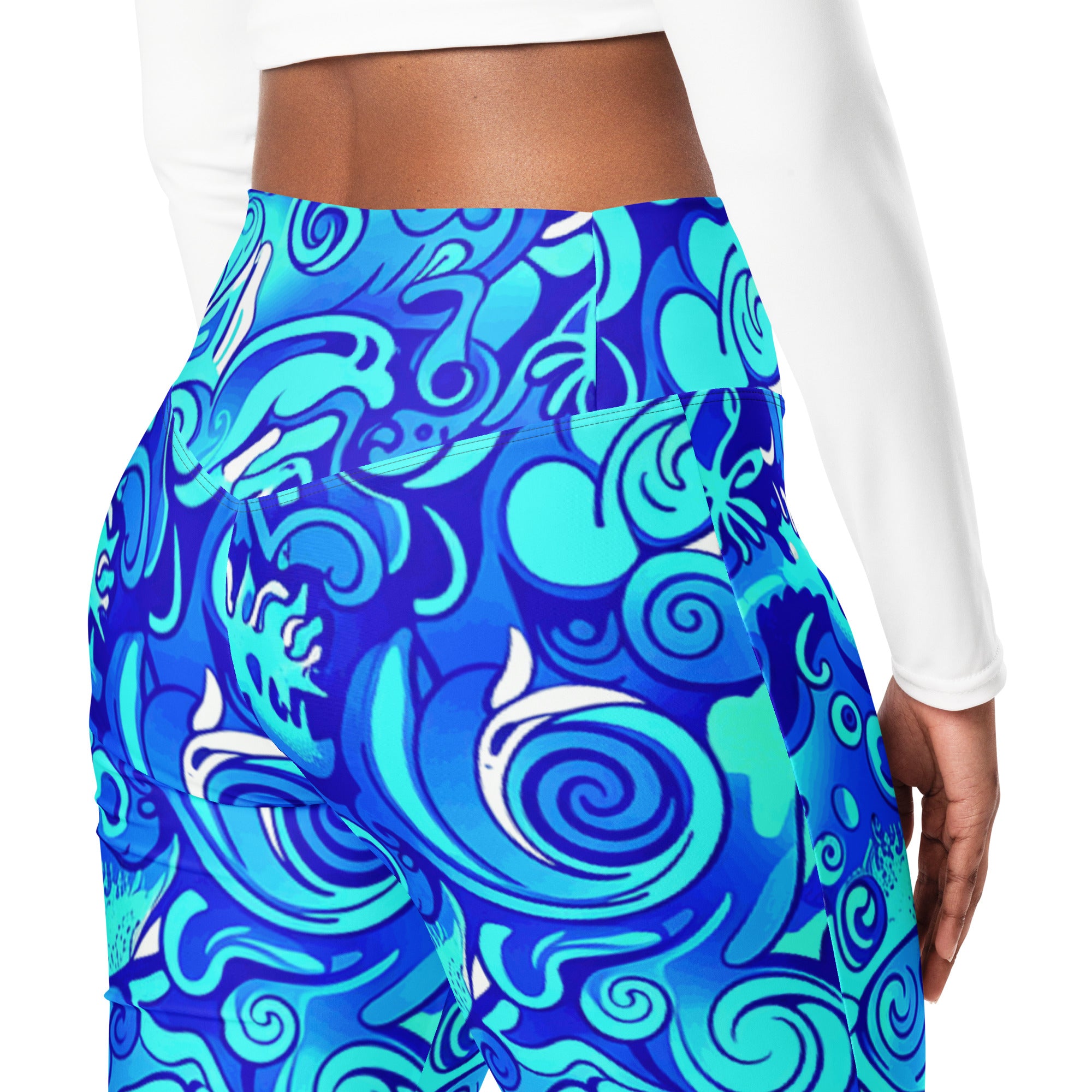 Psychedelic Electric Ocean Flare Leggings | GearBunch