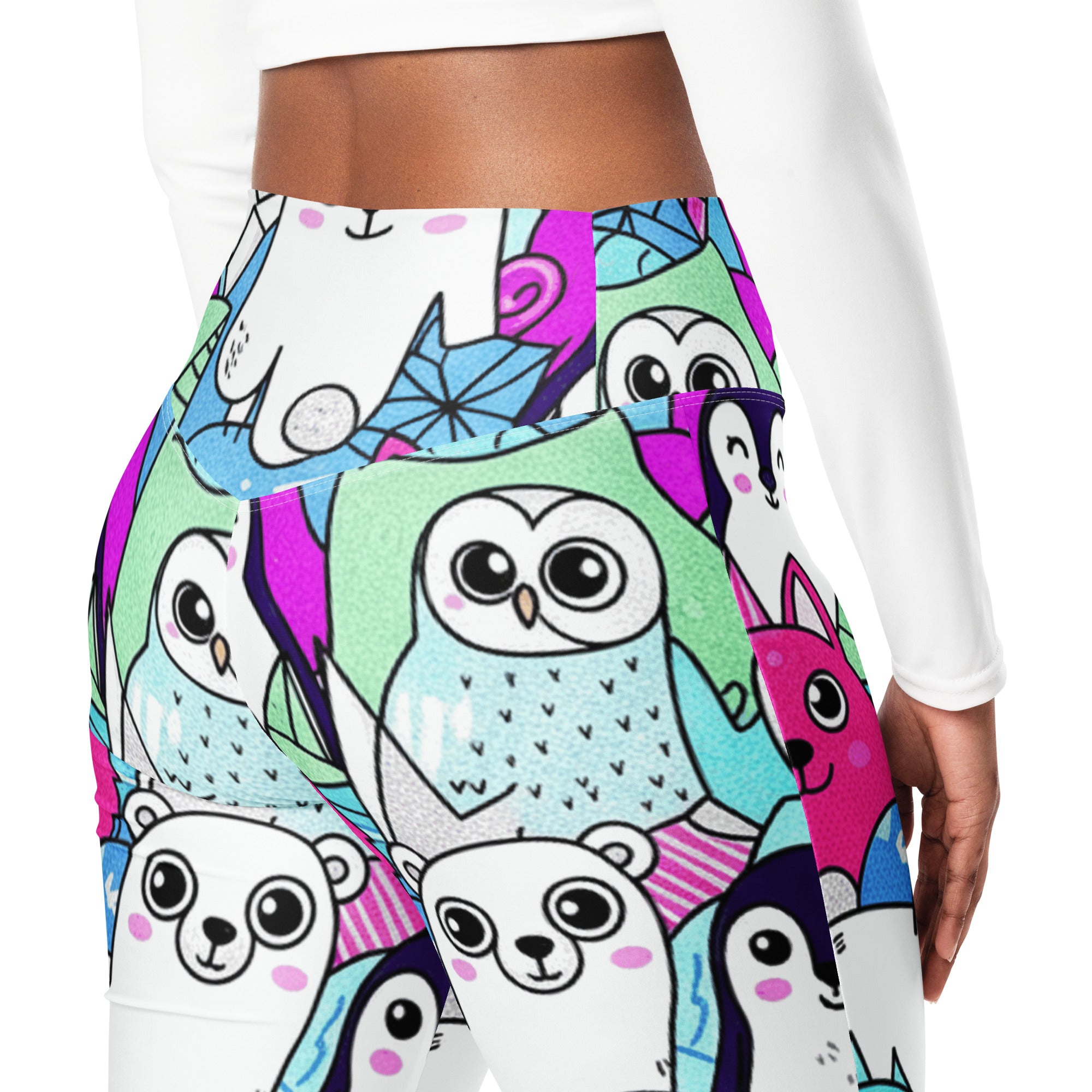 Vibrant Arctic Friends Flare Leggings | GearBunch