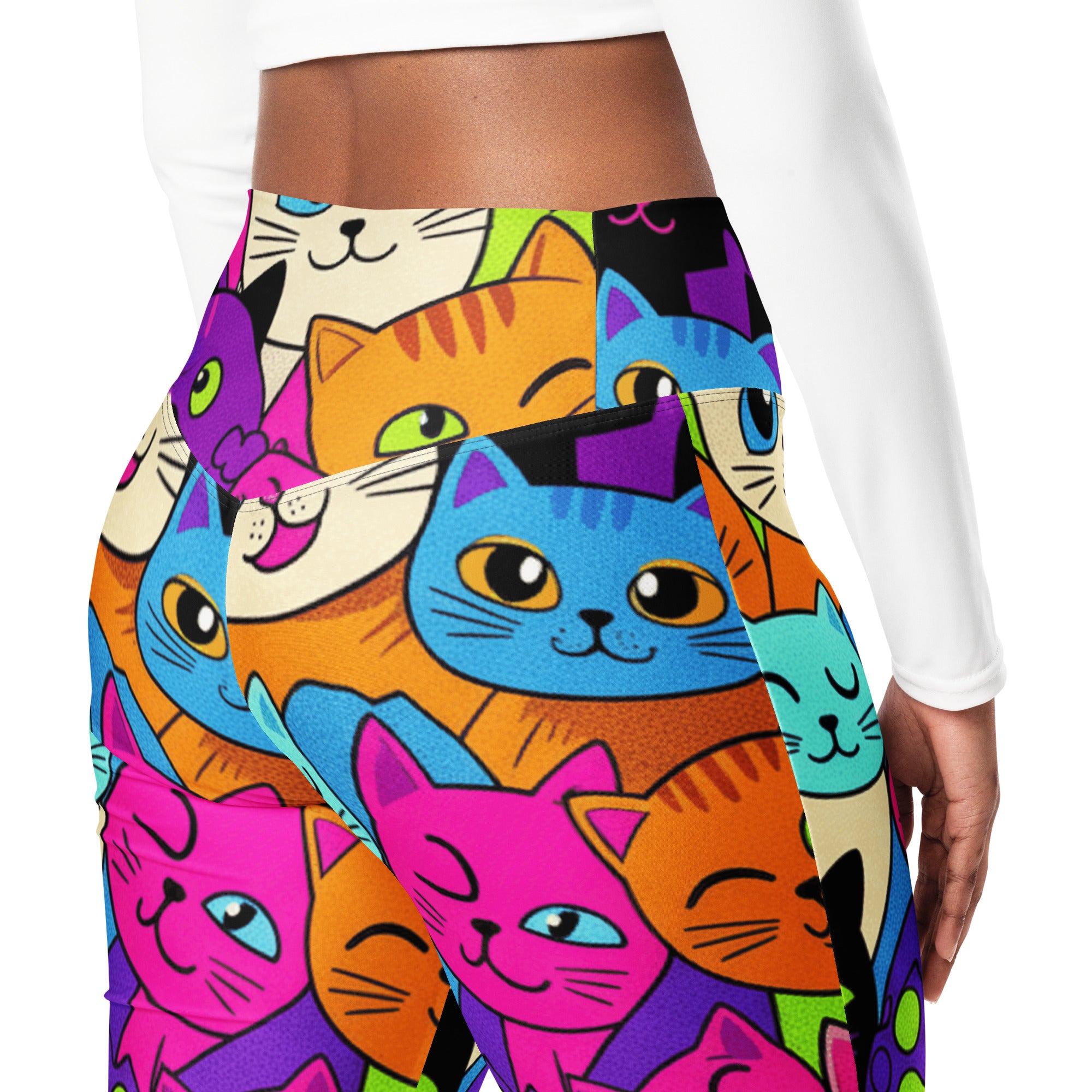 Vibrant Cats Everywhere Flare Leggings | GearBunch