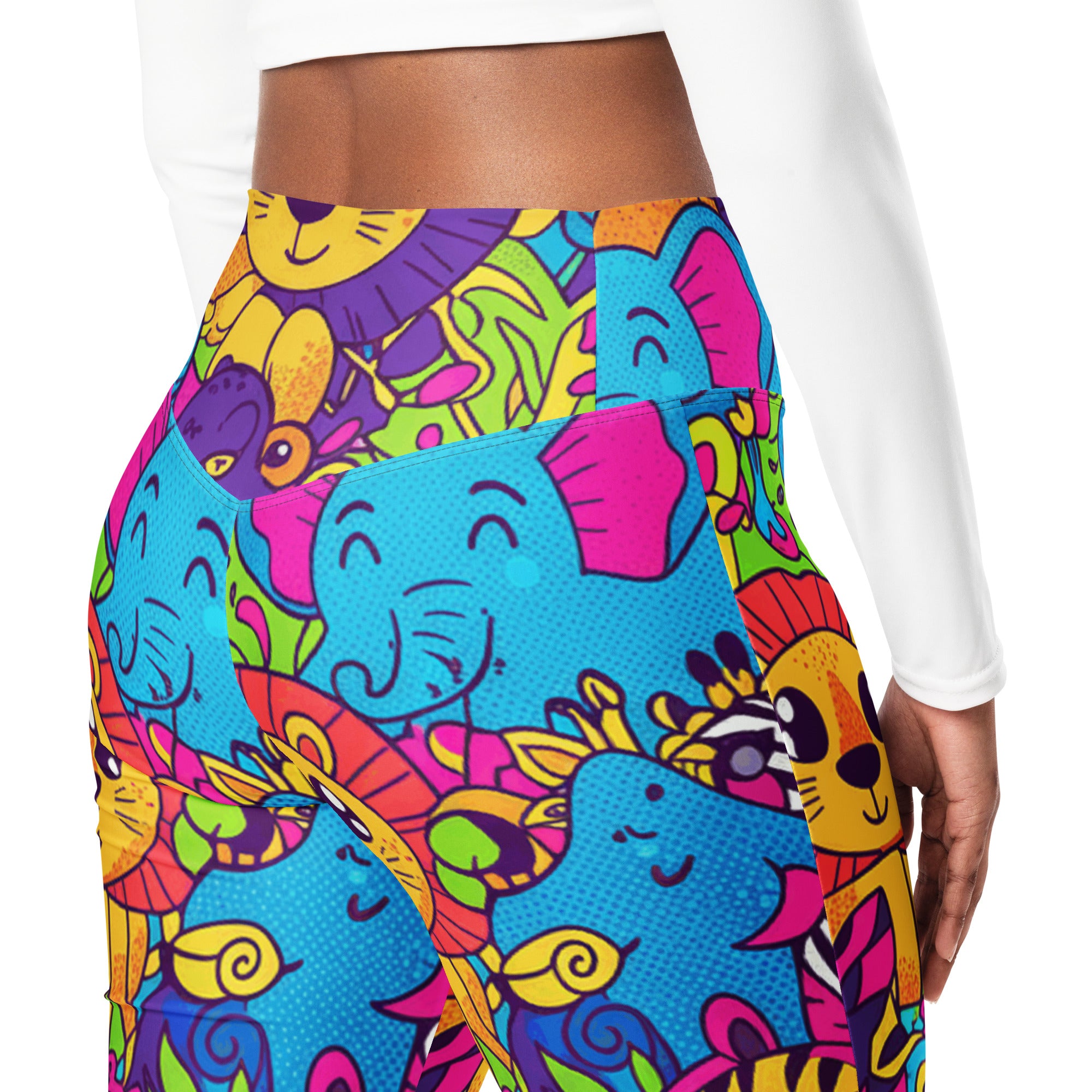 Vibrant Jungle Safari Flare Leggings | GearBunch