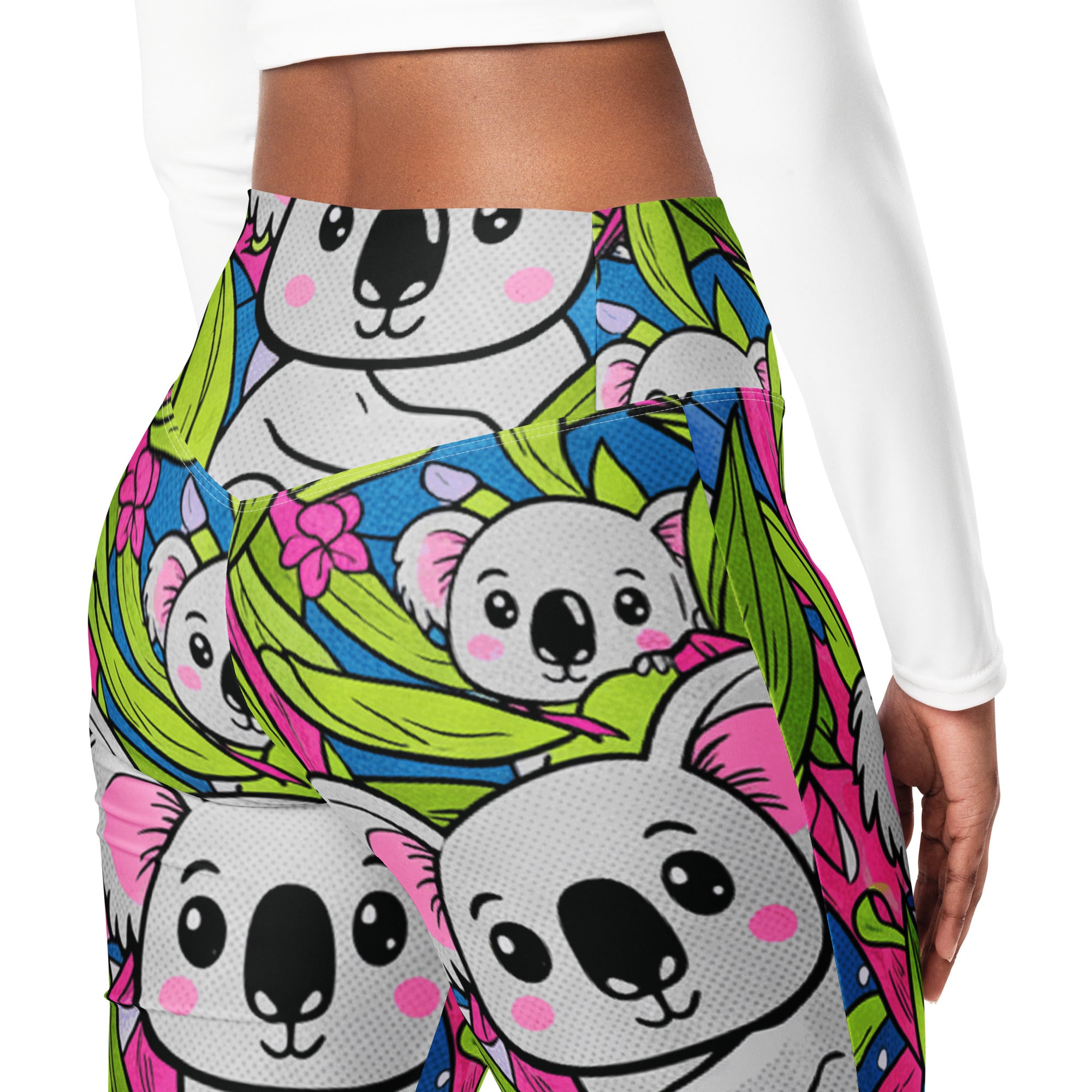 Vibrant Koala and Friends Flare Leggings | GearBunch