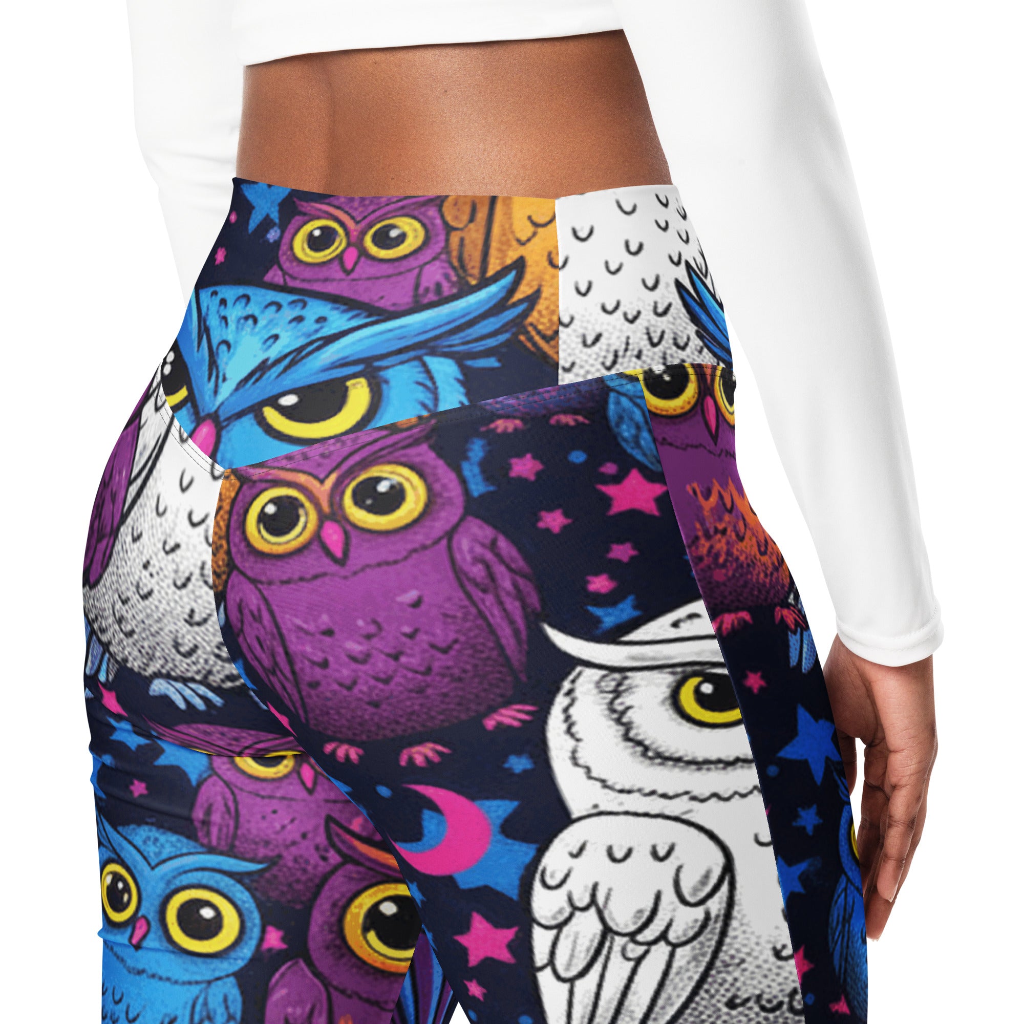 Vibrant Owl Night Flare Leggings | GearBunch