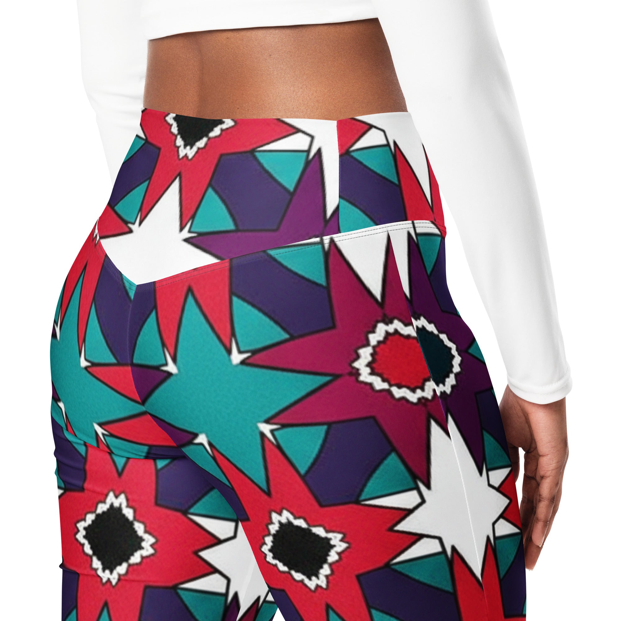 Zellige Crimson Teal Flare Leggings | GearBunch