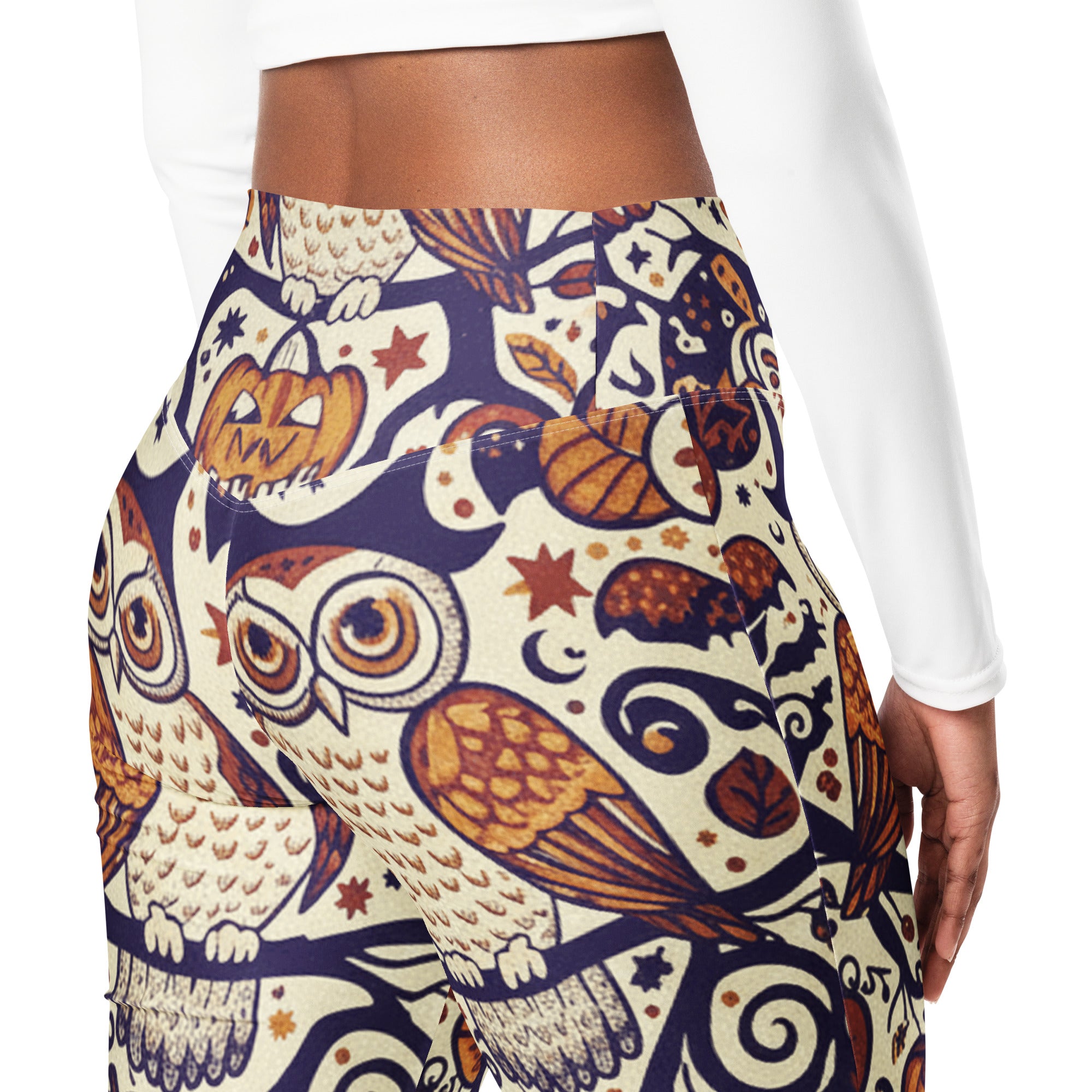 All Hallows Eve Owl Flare Leggings | GearBunch