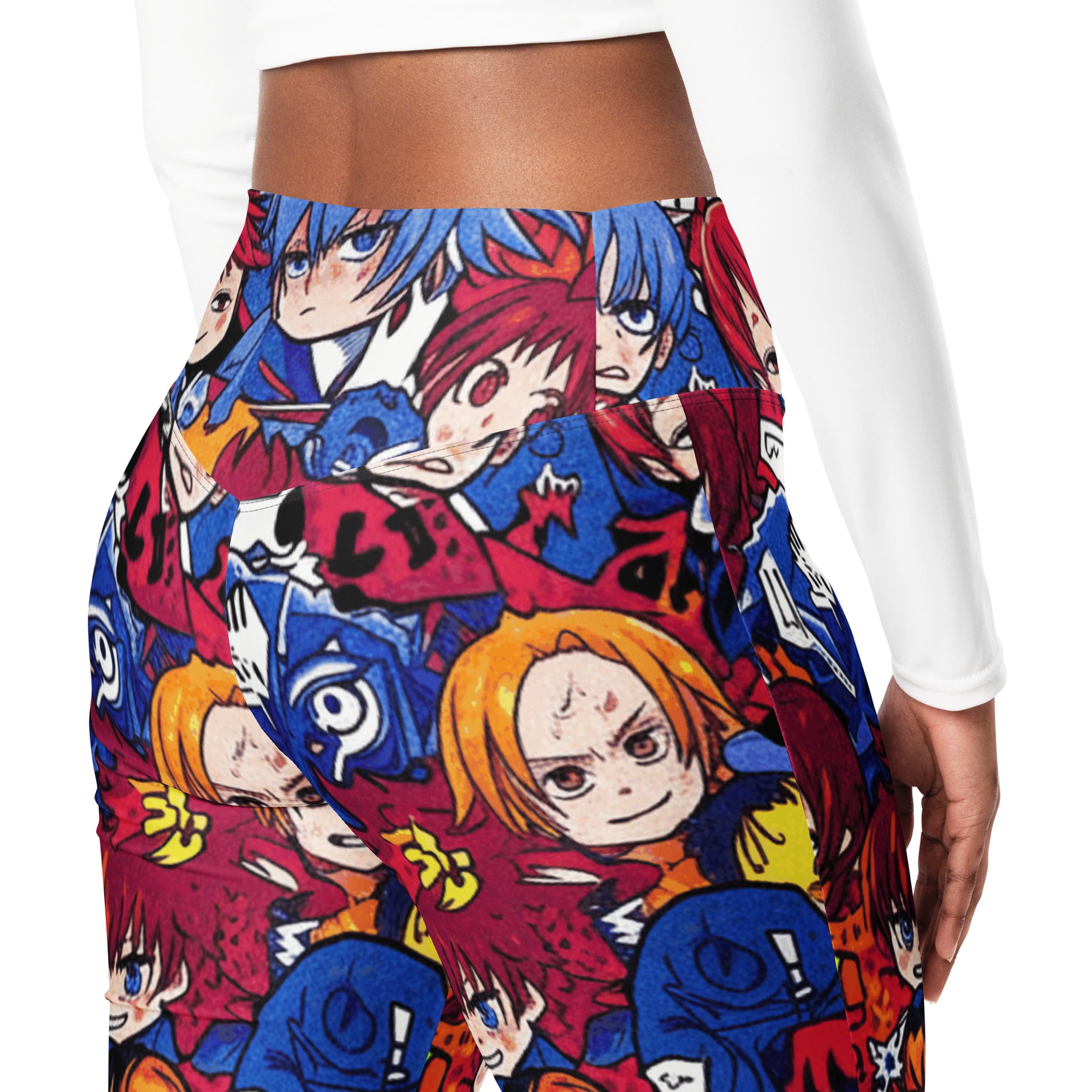 Anime Collage Dark Shonen Flare Leggings | GearBunch