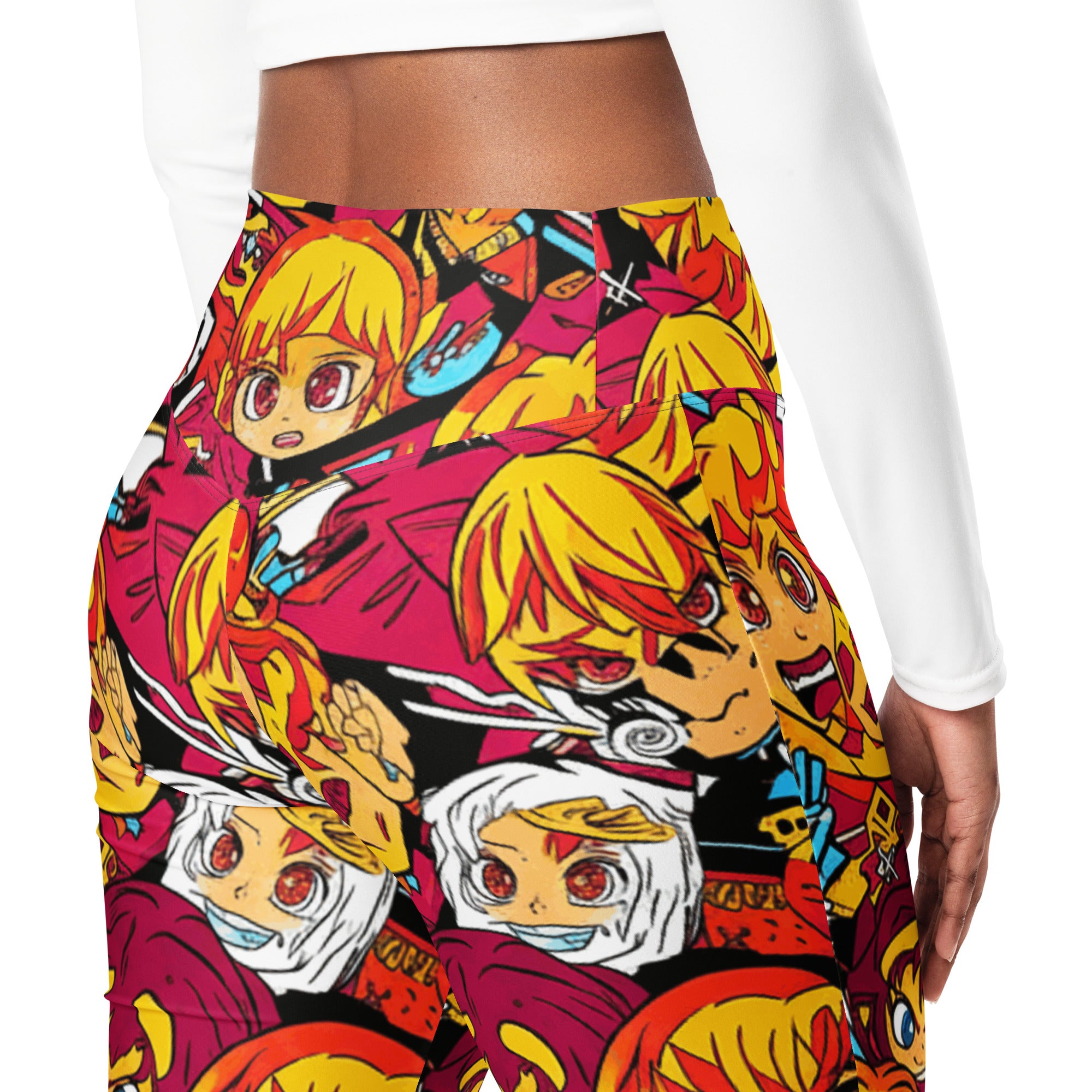 Anime Collage Fire Spirit Flare Leggings | GearBunch