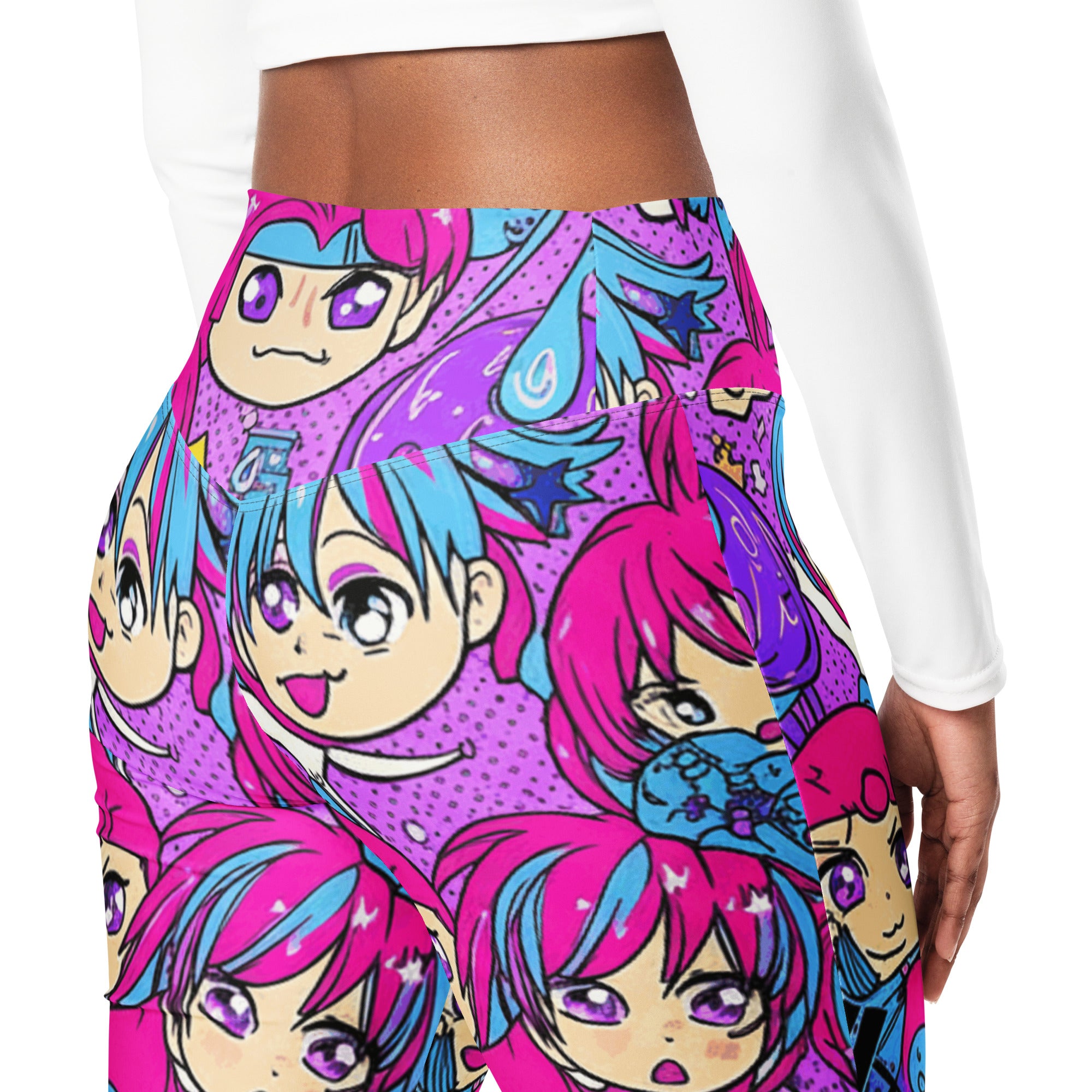 Anime Collage Mecha Pilot Flare Leggings | GearBunch