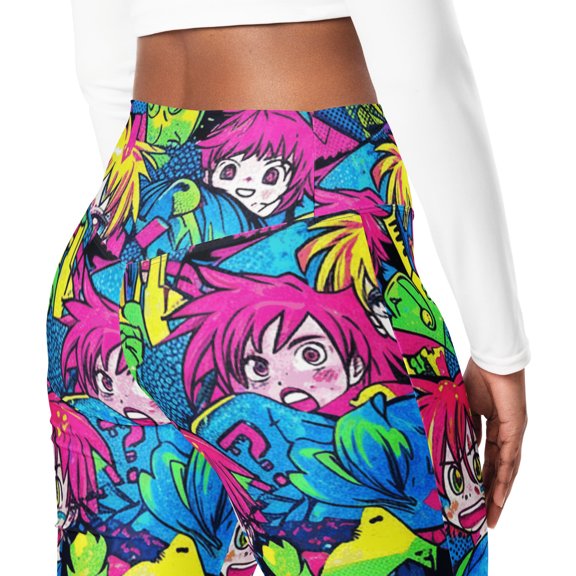 Anime Collage Neon Tokyo Flare Leggings | GearBunch