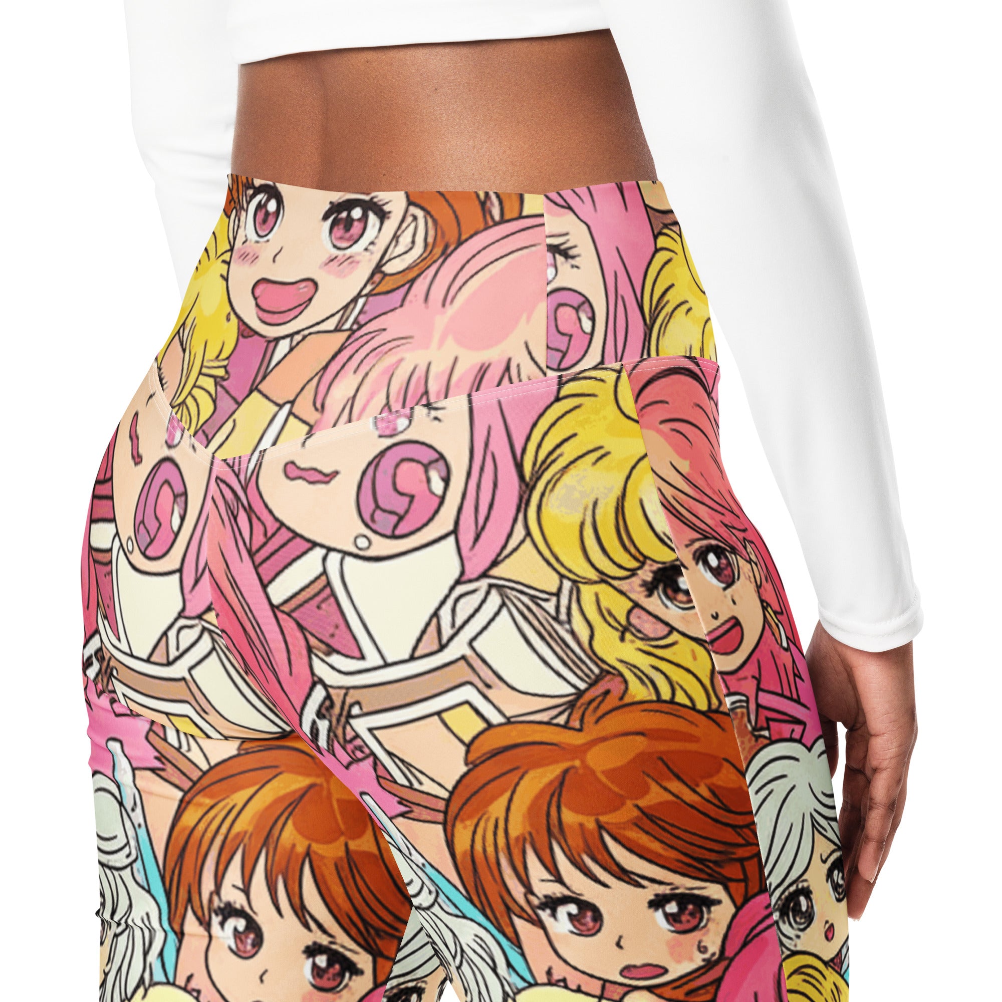 Retro Shojo Anime Collage Flare Leggings | GearBunch