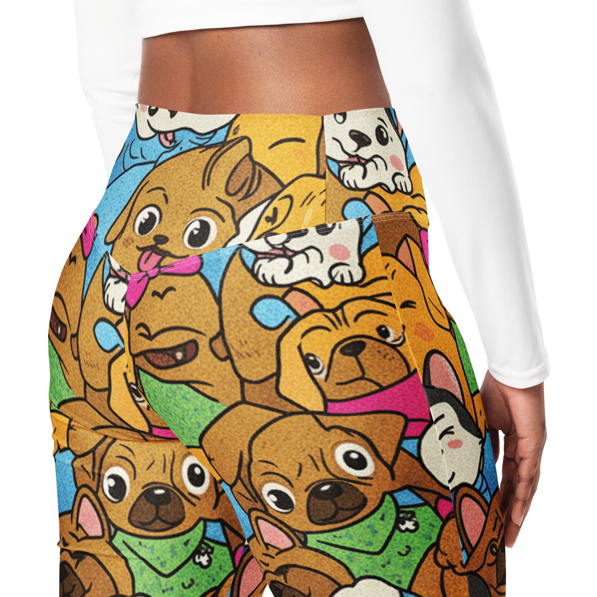 Vibrant Puppy Pile Flare Leggings | GearBunch
