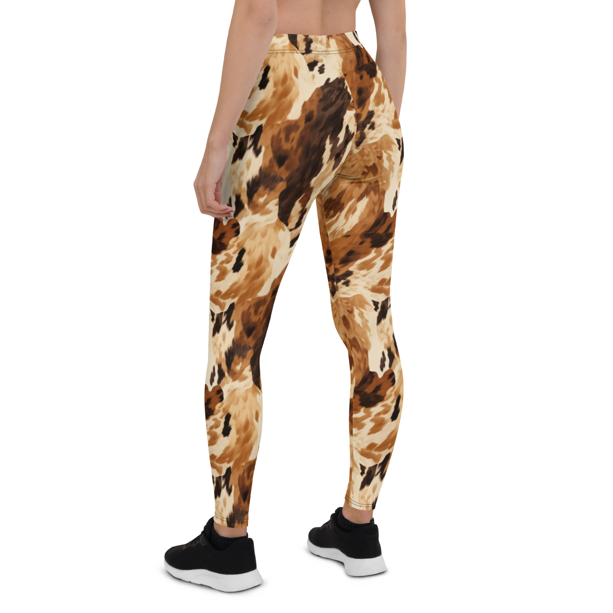 Dark Cow Print Leggings Rear