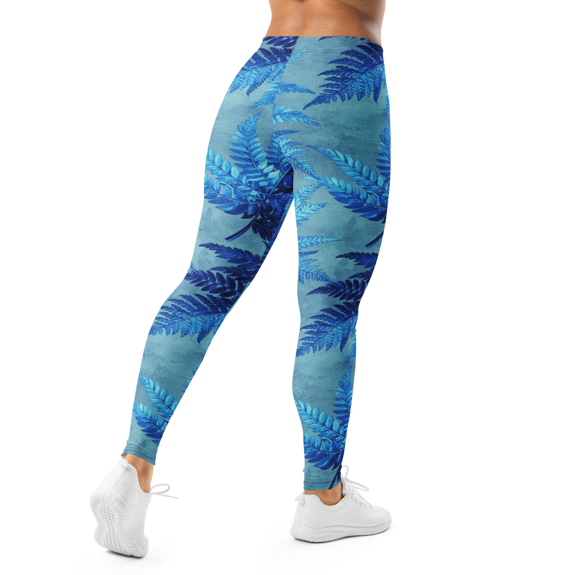 Electrik Blue Ferns Leggings | GearBunch