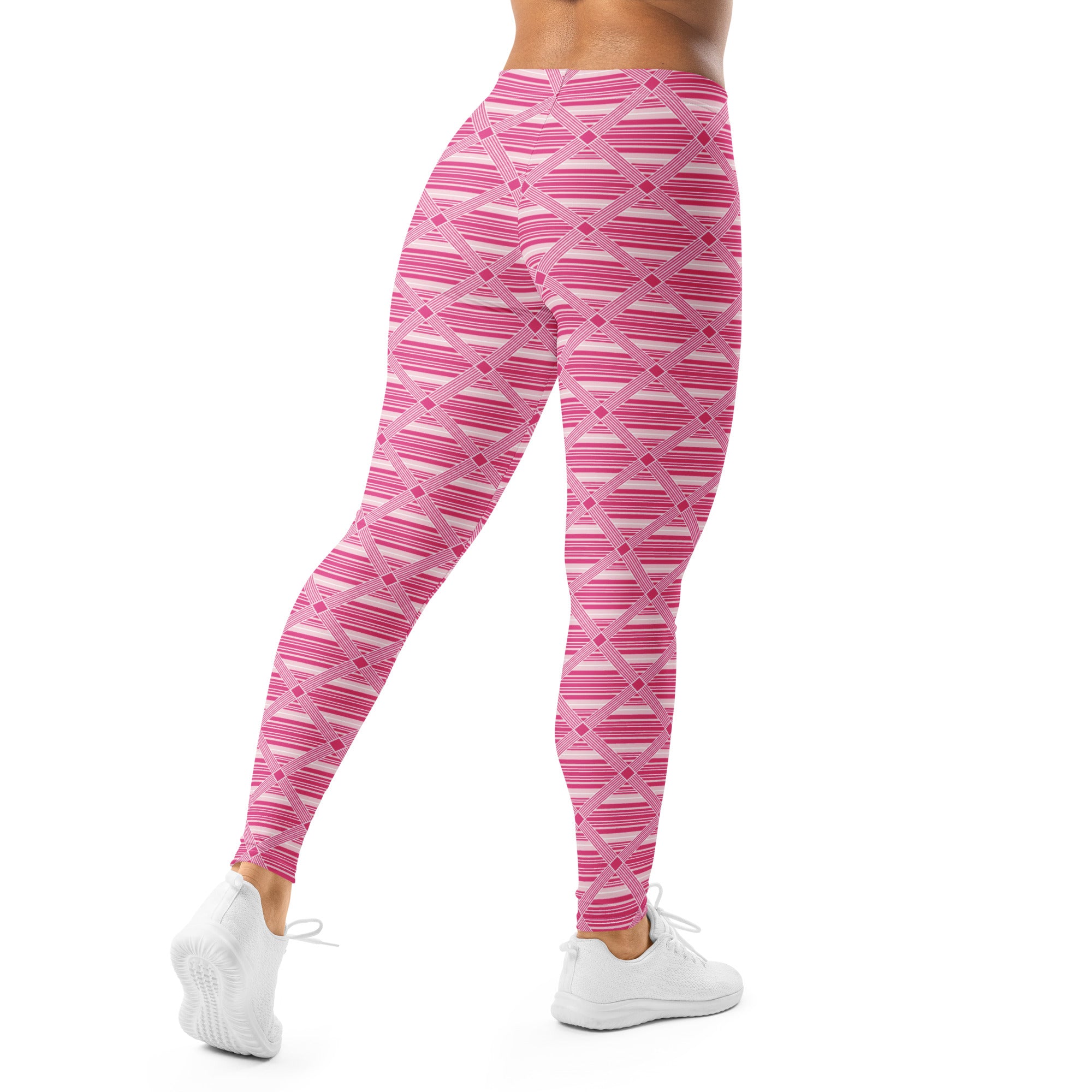 Pink Preppy Stripes Leggings | GearBunch