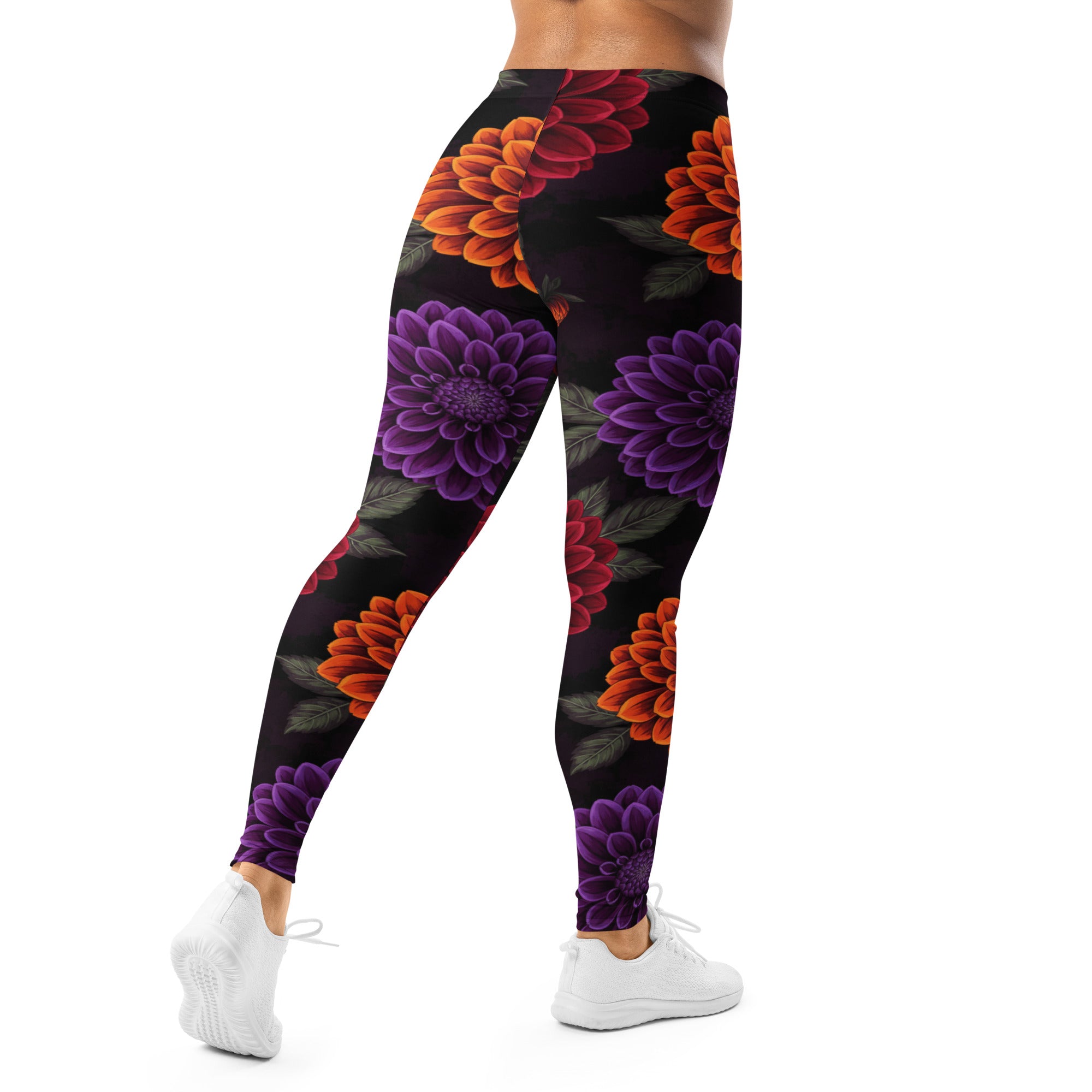 Opulent Dahlia Garden Leggings | GearBunch