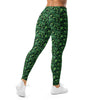 Emerald Paillette Magnolia Leggings from GearBunch, showcasing a lush botanical design in vibrant green tones.