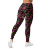 Midnight Paillette Peony Leggings by GearBunch: Black leggings with fantasy floral blooms in pink and rose gold.