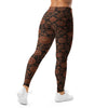 Detailed view of Copper Paillette Baroque Leggings from GearBunch, showcasing the intricate floral design and rich colors.
