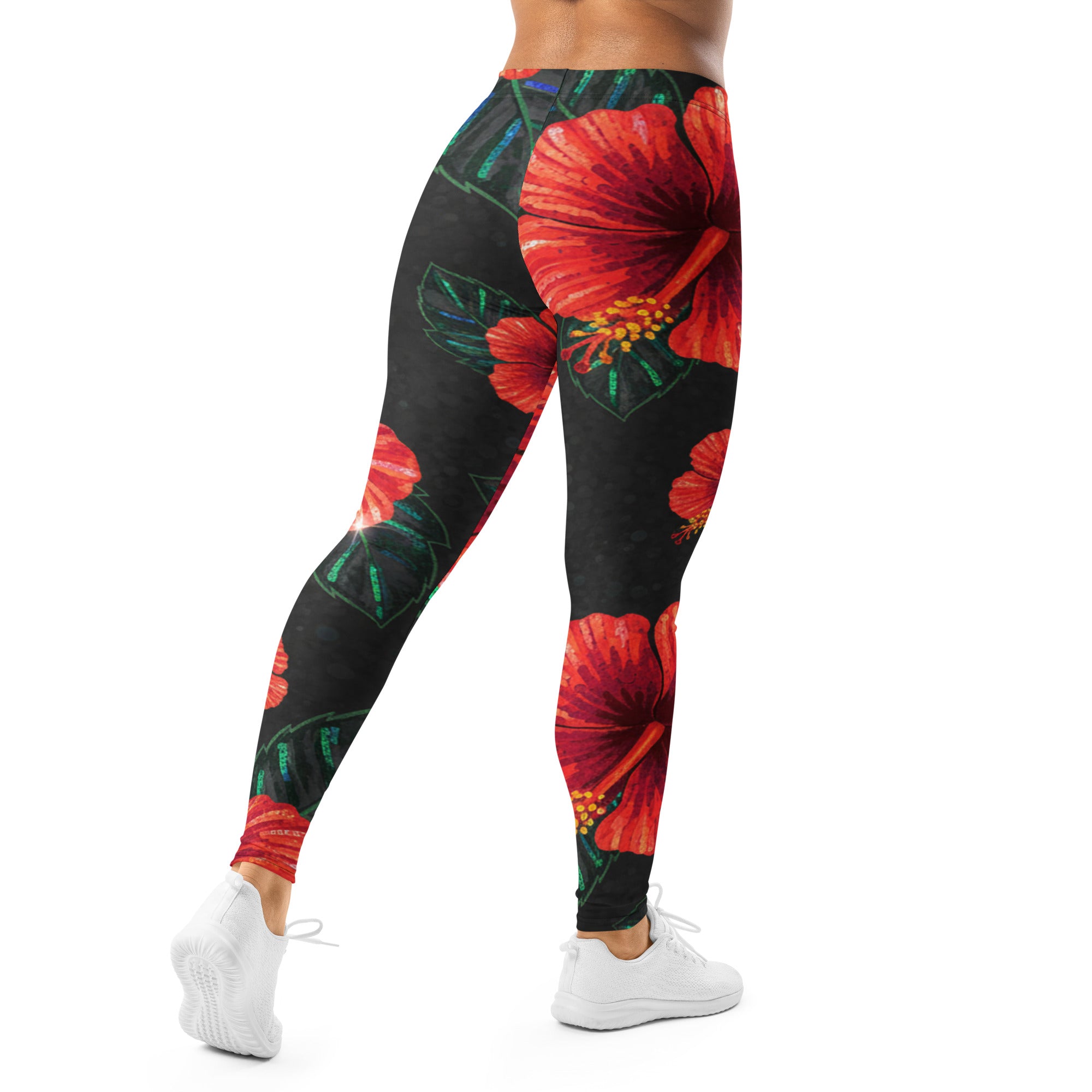 Scarlet Hibiscus Paillette Leggings | GearBunch