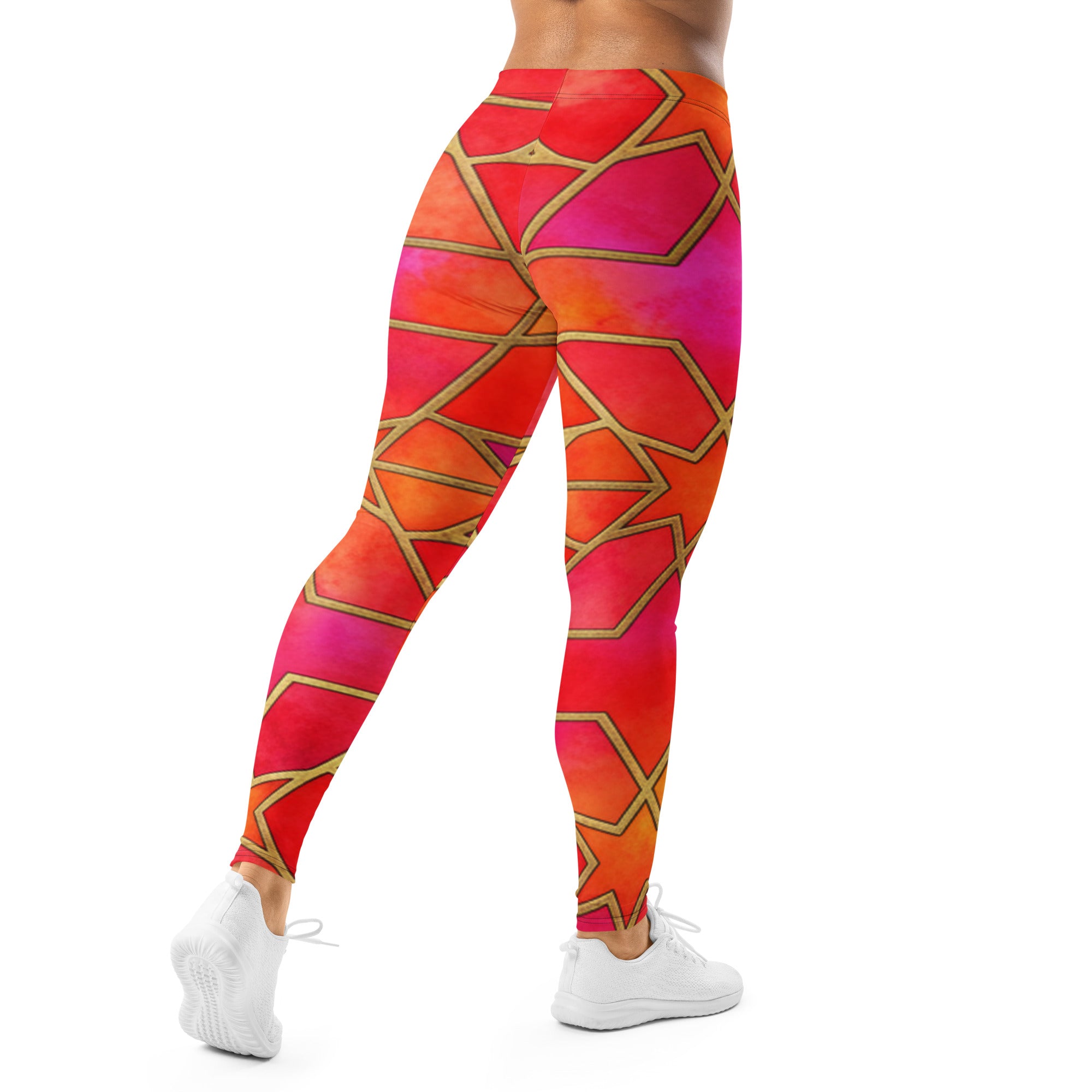Arabic Watercolour Fire Opal Leggings | GearBunch