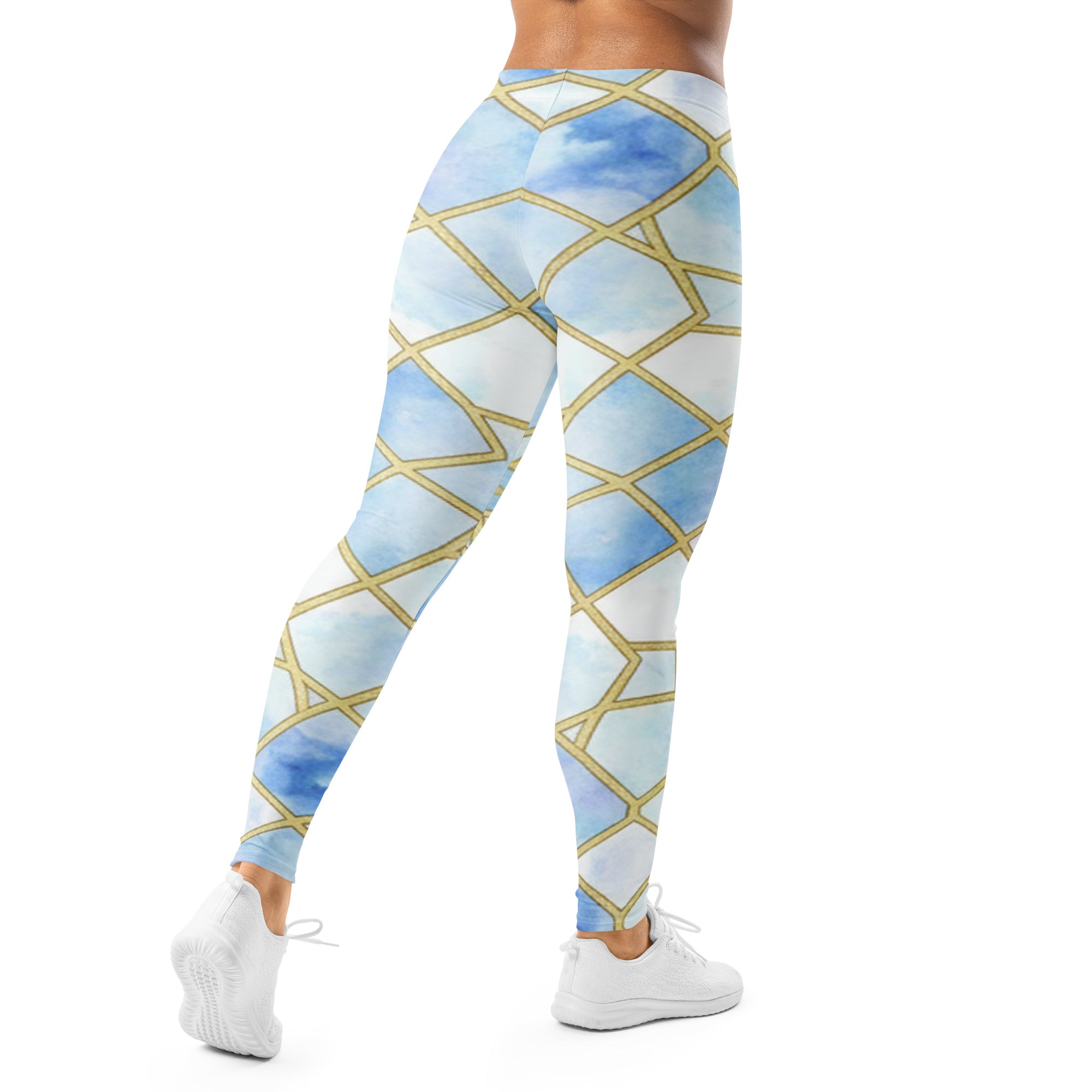 Women's watercolour ice crystal printed leggings front view