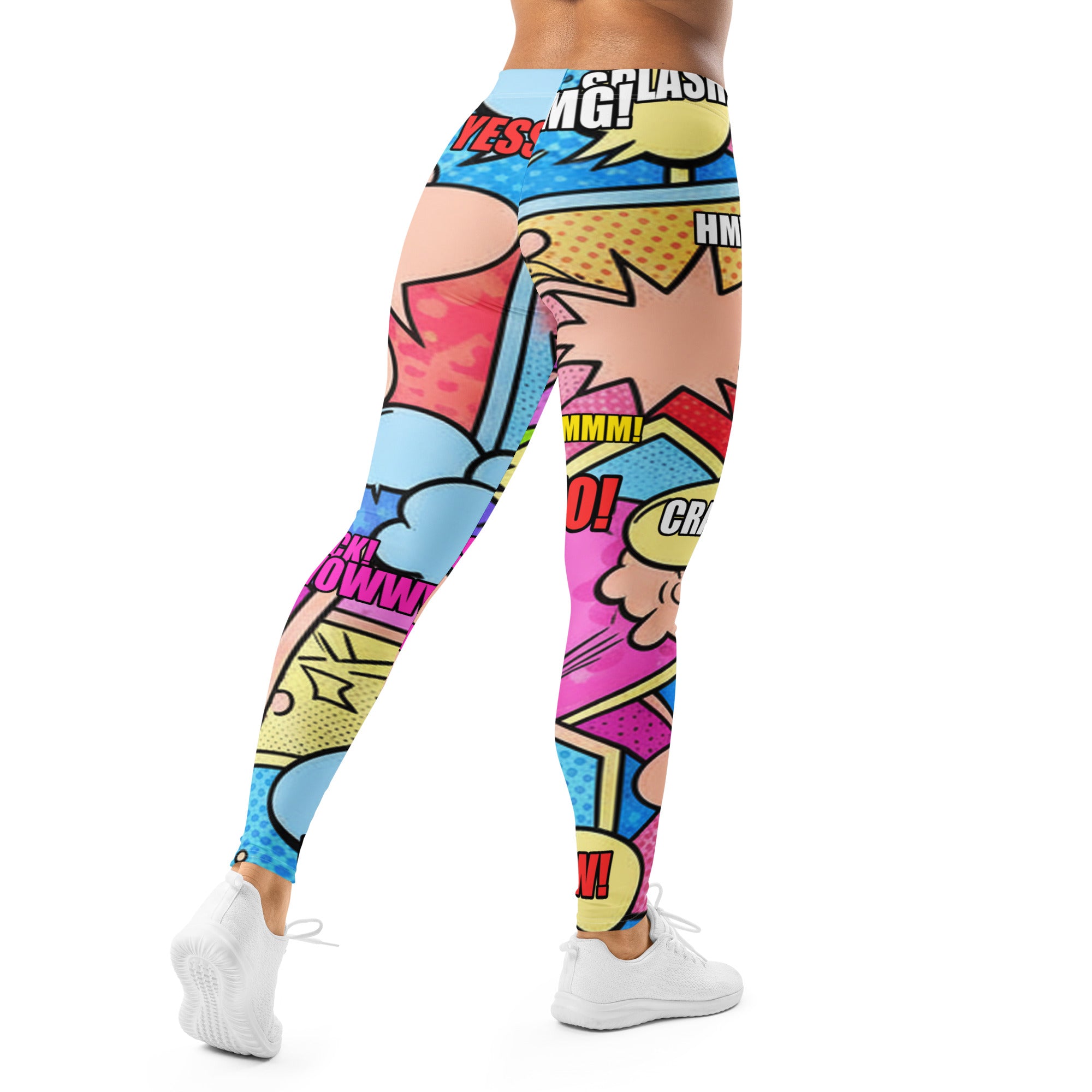 Women's comic strip kawaii cute printed leggings front view