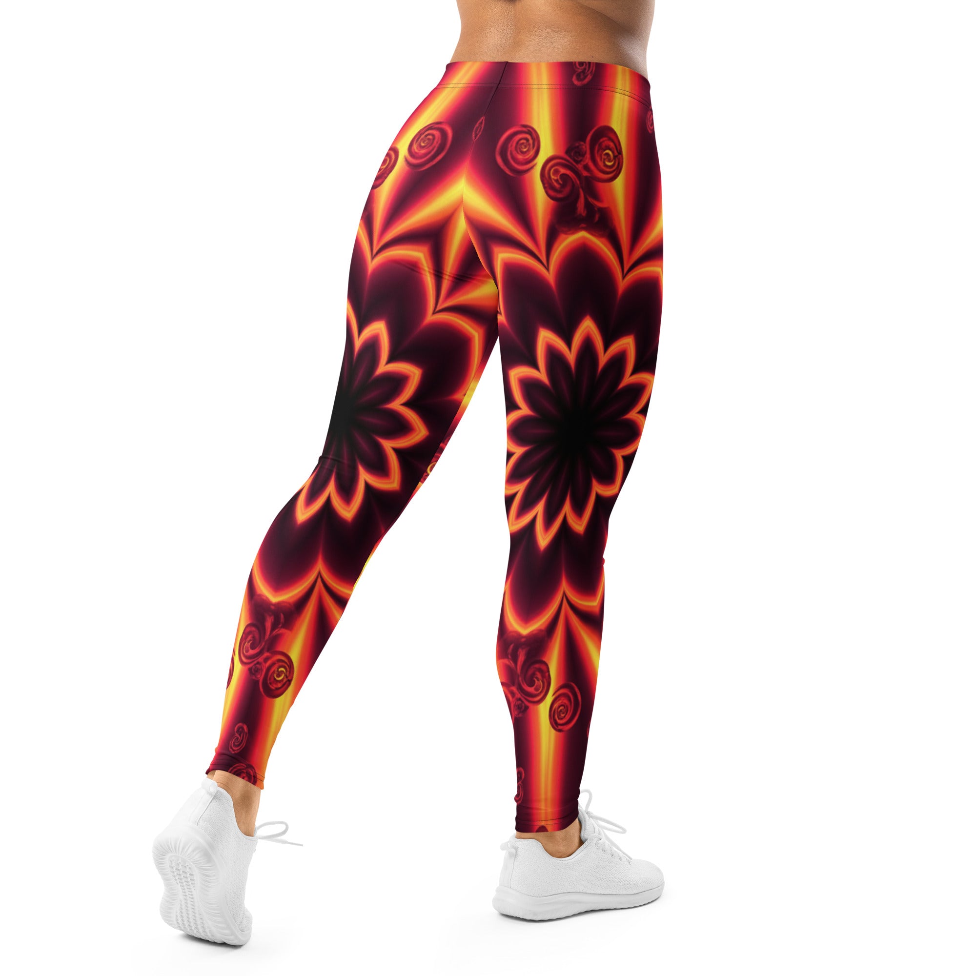 Women's psychedelic infrared printed leggings front view