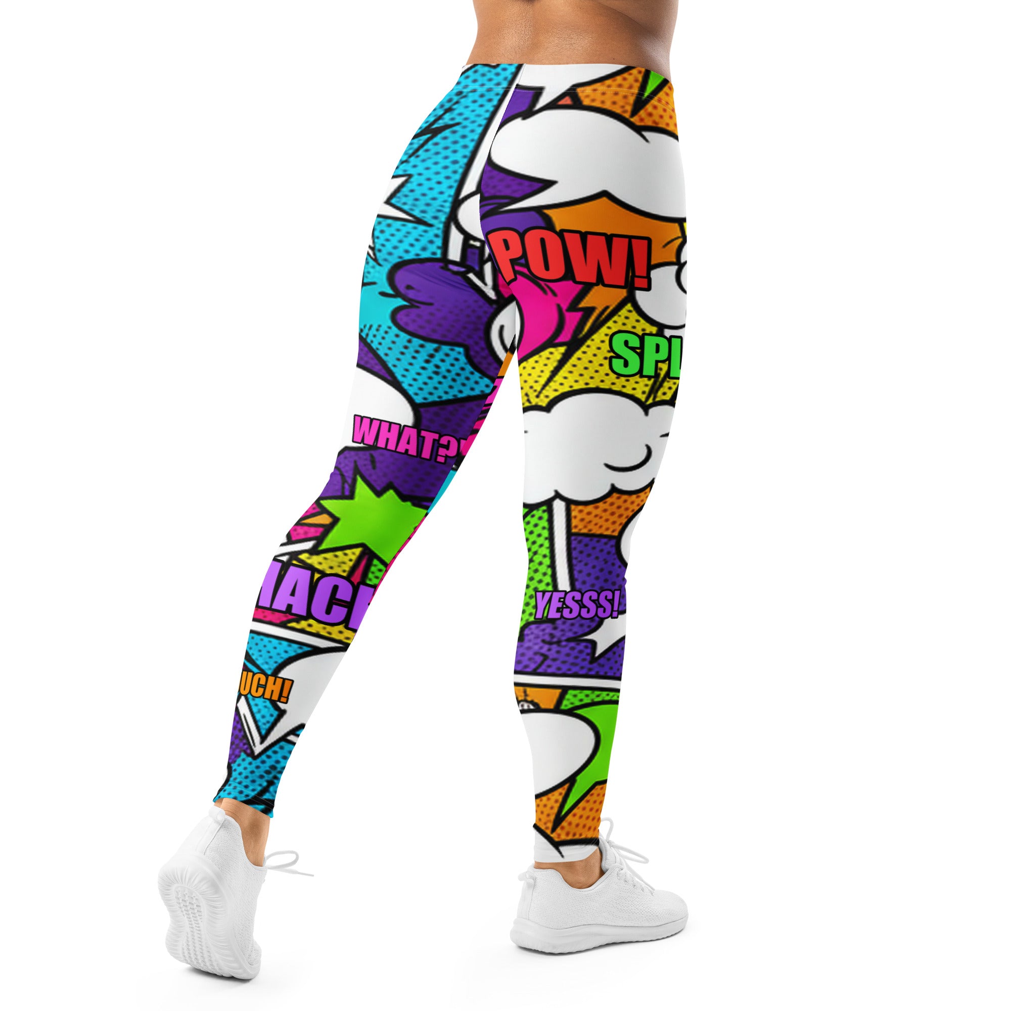 Women's comic strip monster mash leggings front view