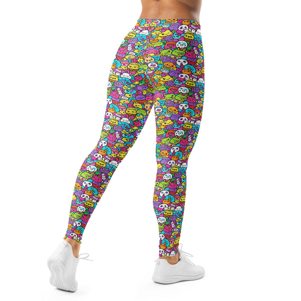 Women's kawaii monster pals printed leggings front view