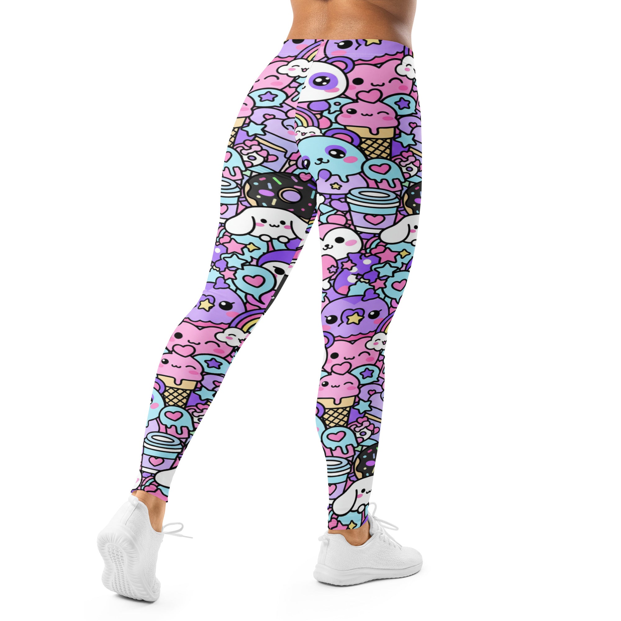 Women's kawaii pastel goth printed leggings front view