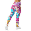 Women's anime collage magical girl printed leggings front view