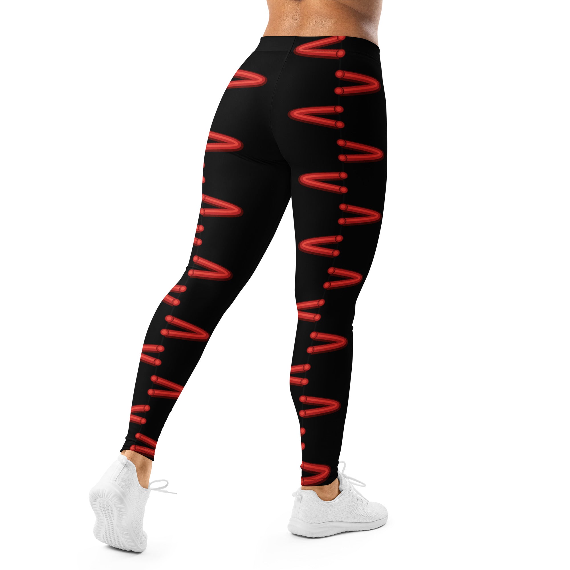 Black Baseball Stitches Leggings | GearBunch