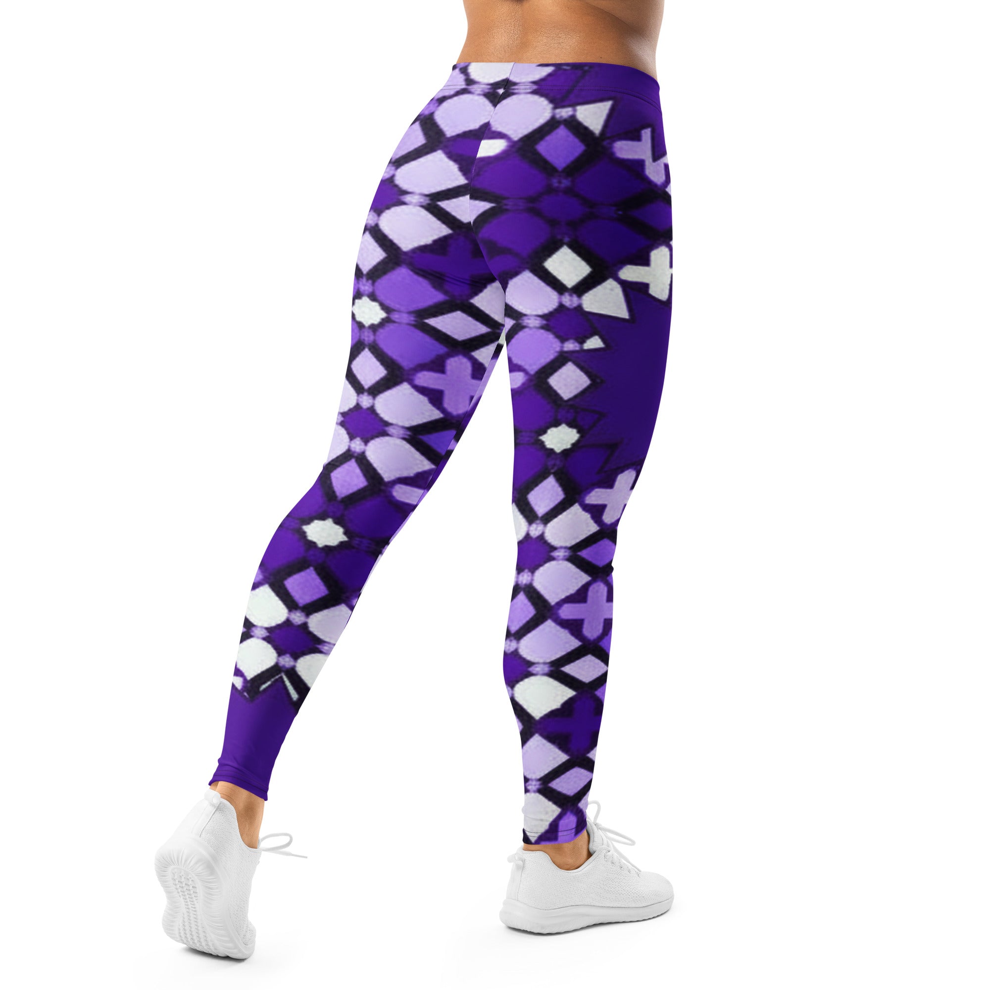 Women's amethyst zellige pattern leggings front view