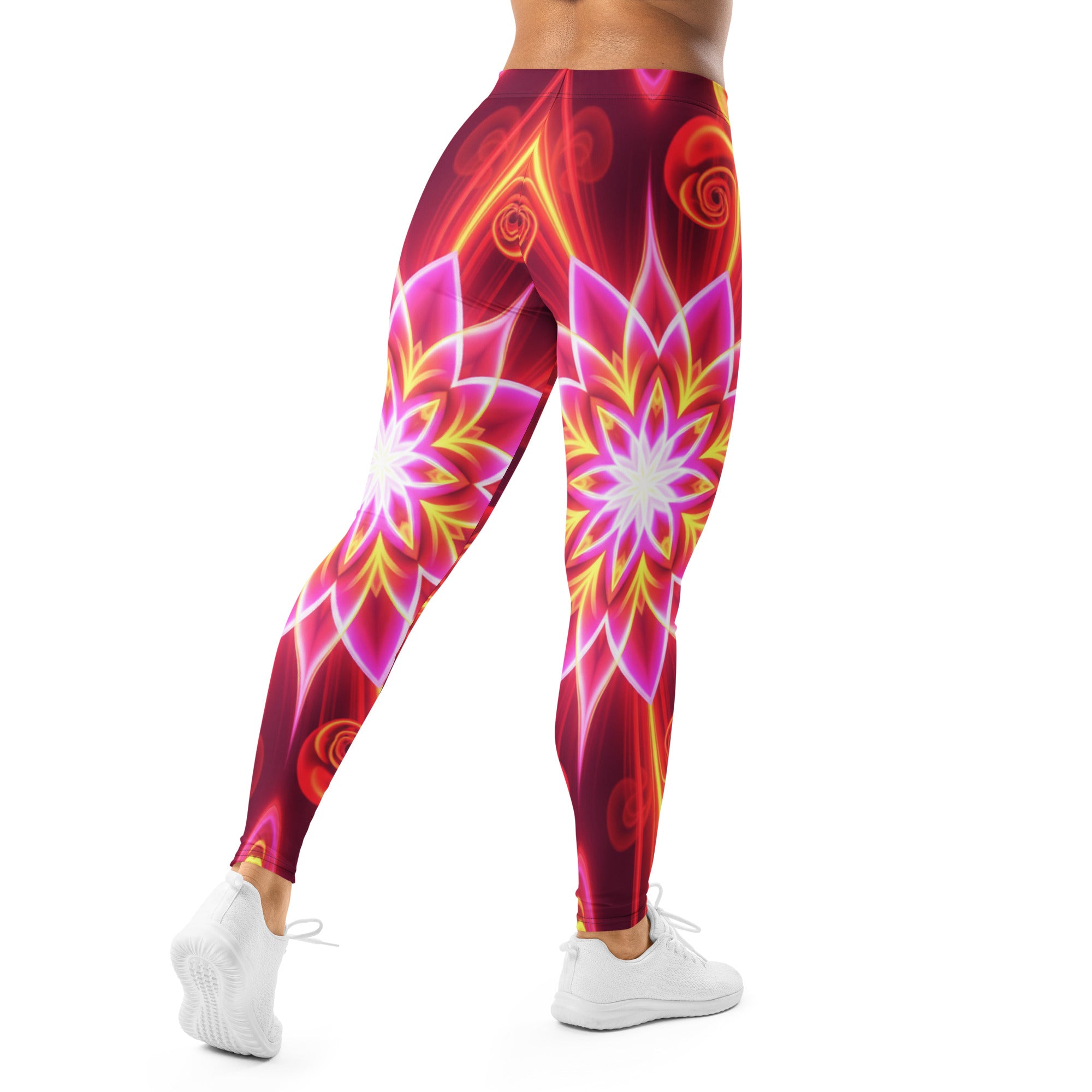 Women's psychedelic plasma core printed leggings front view