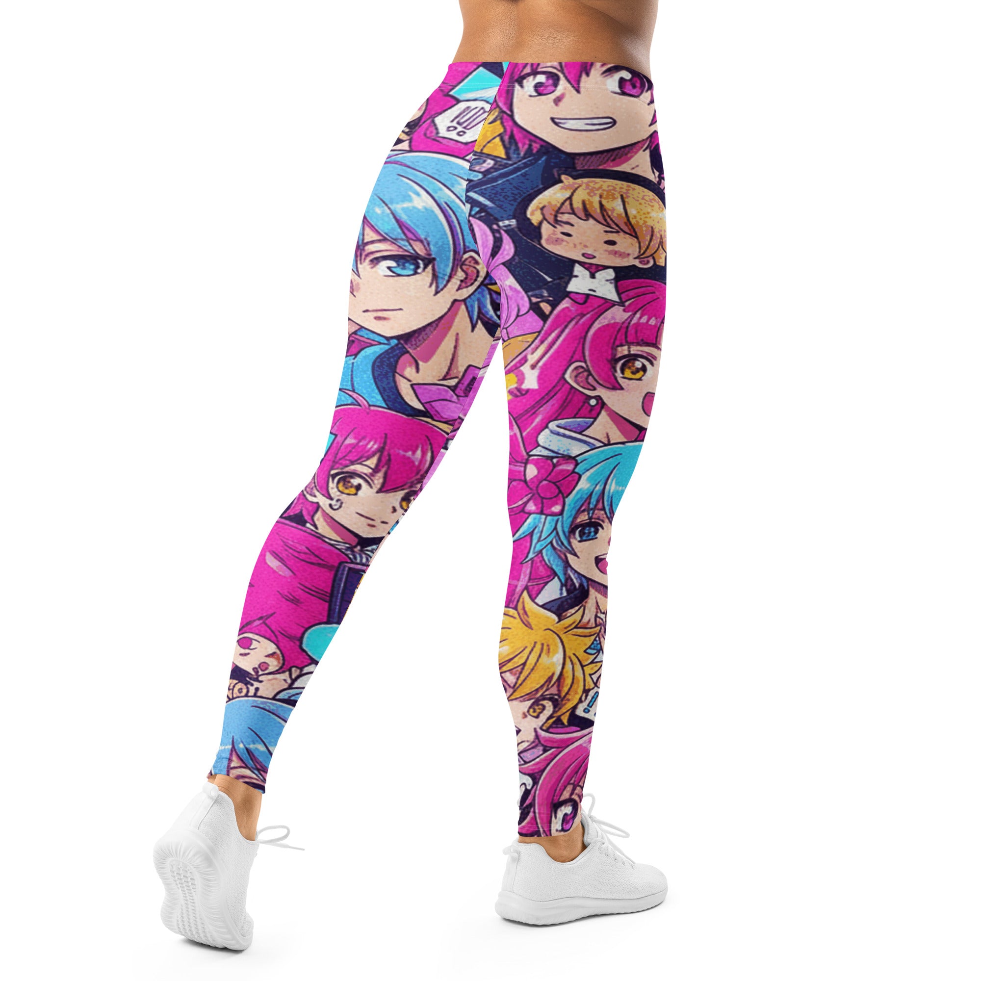 Women's anime collage magical girl printed leggings front view