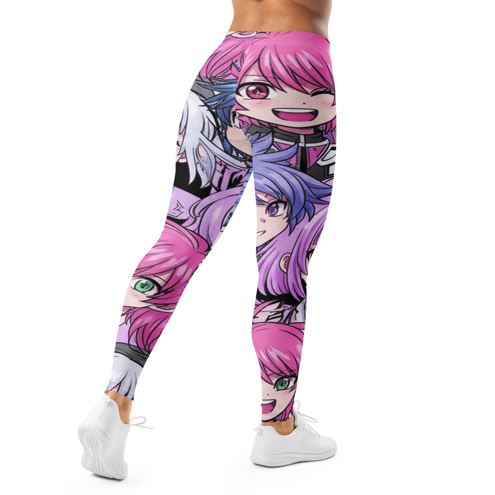 Women's anime collage kawaii goth printed leggings front view