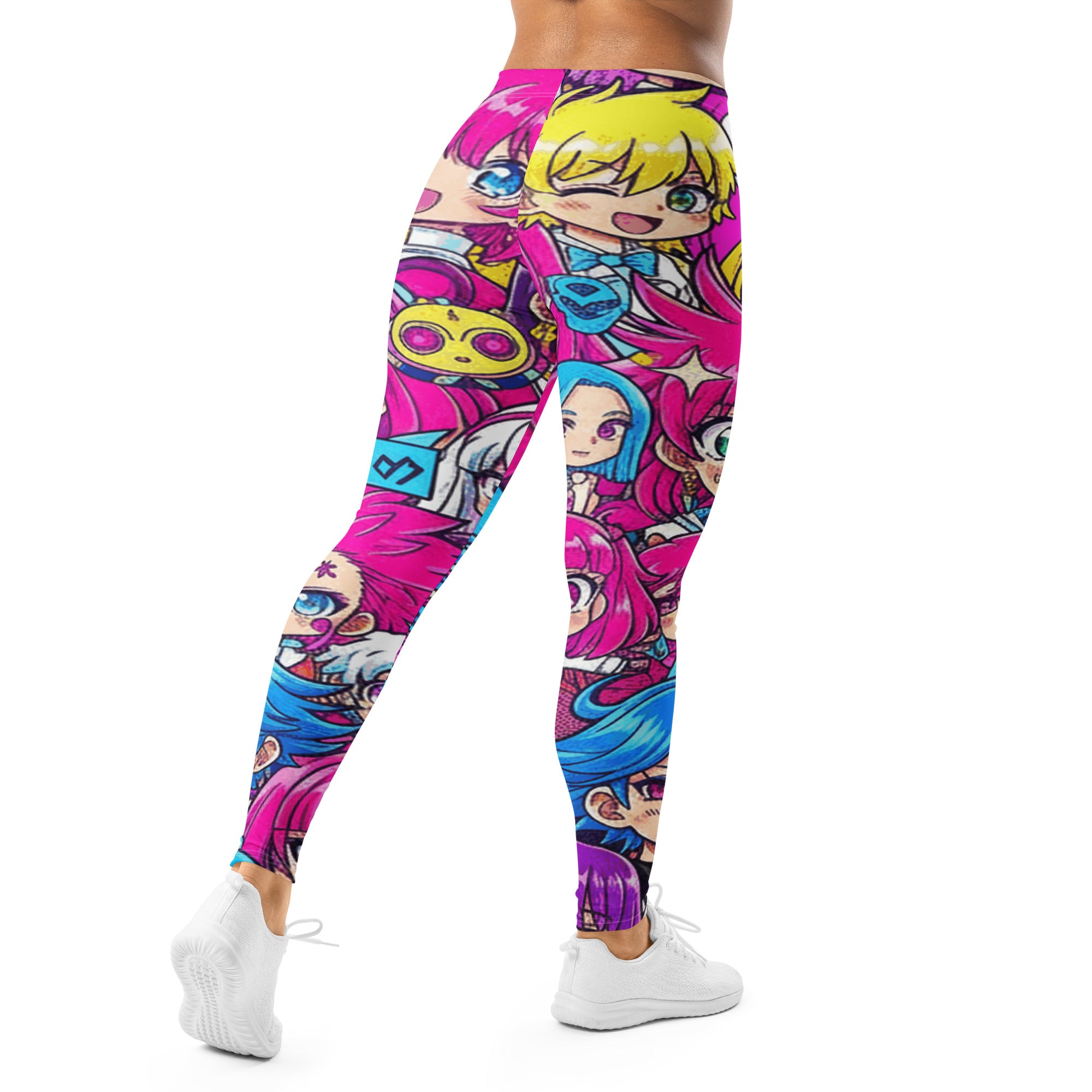 Women's anime collage pop idol printed leggings front view
