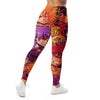 Women's anime collage sunset samurai printed leggings front view