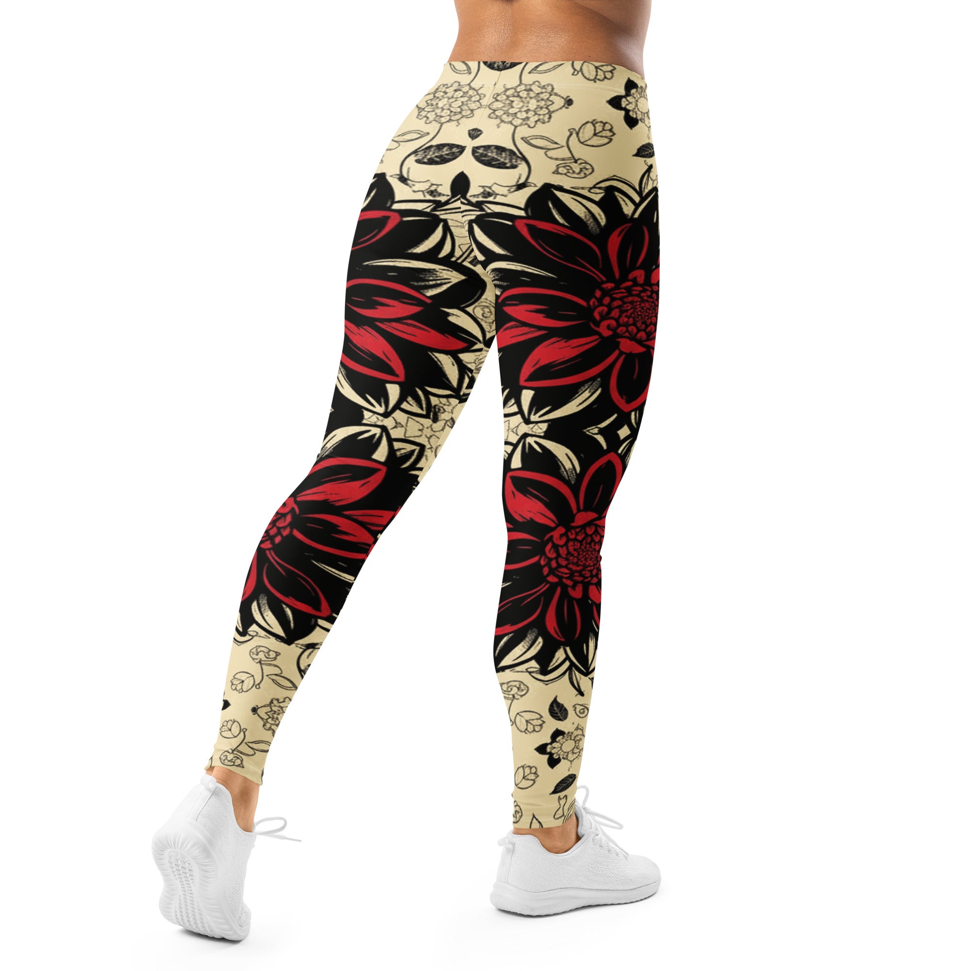 Black Dahlia Bloom Leggings | GearBunch