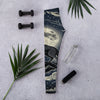Women's wolf howl full moon printed leggings front view