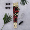 Women's black dahlia bloom printed leggings front view