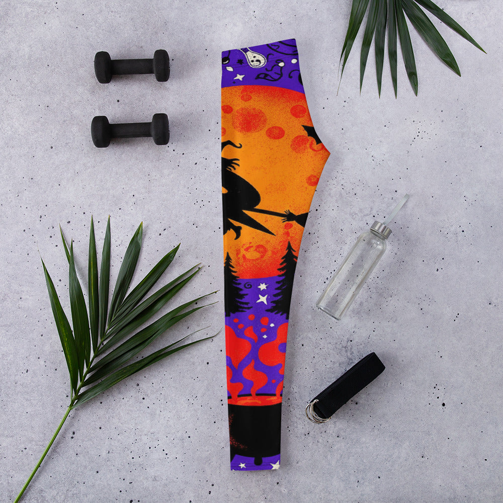 Women's cauldron print leggings front view