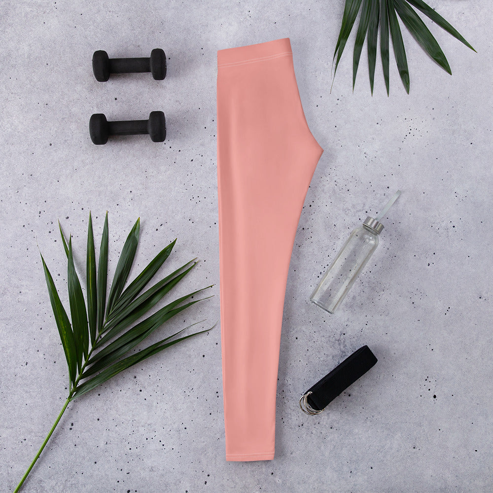 Kids' solid soft coral kids leggings side view | GearBunch kids leggings