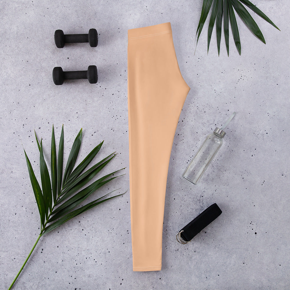 Kids' solid apricot kids leggings side view | GearBunch kids leggings