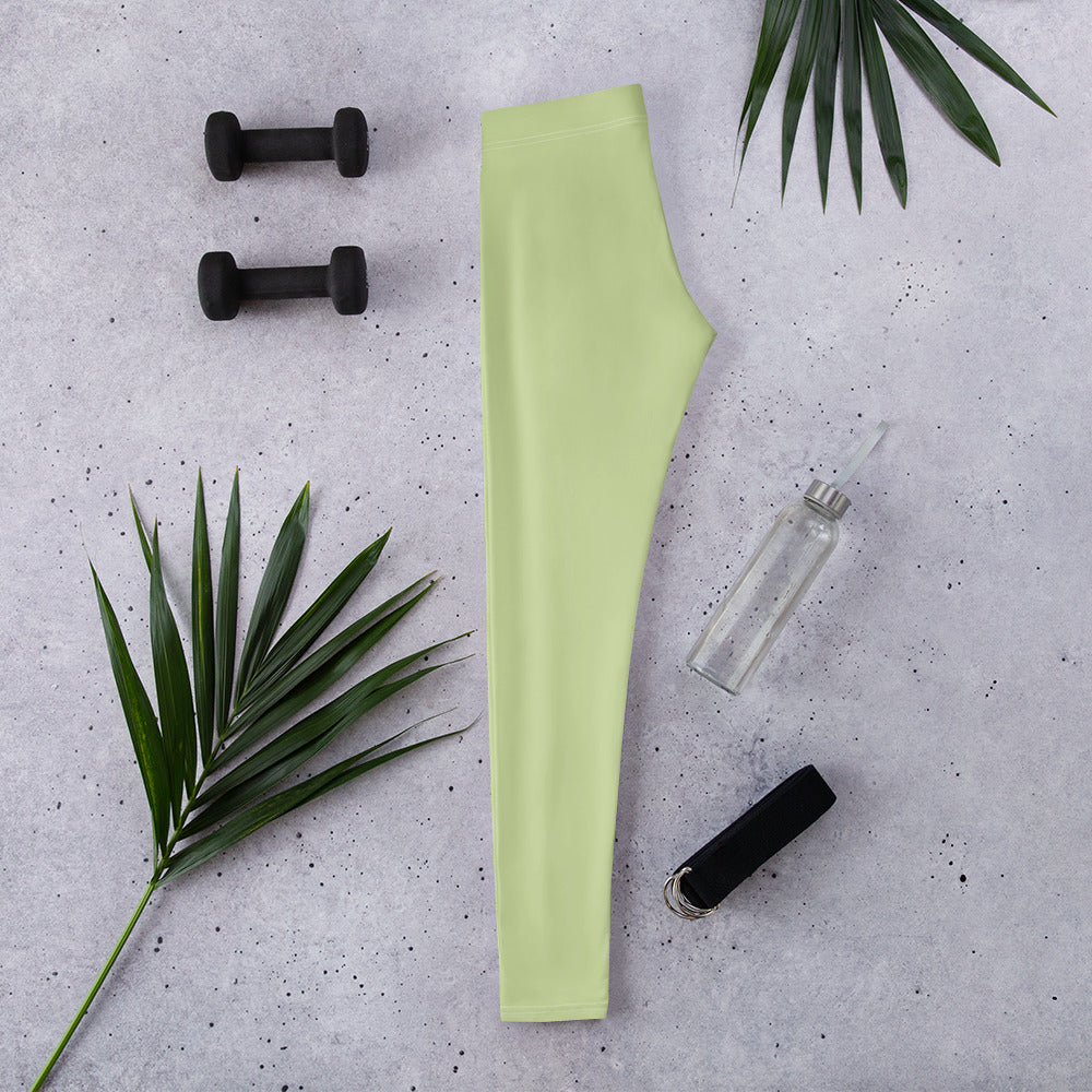 Kids' solid pistachio kids leggings side view | GearBunch kids leggings